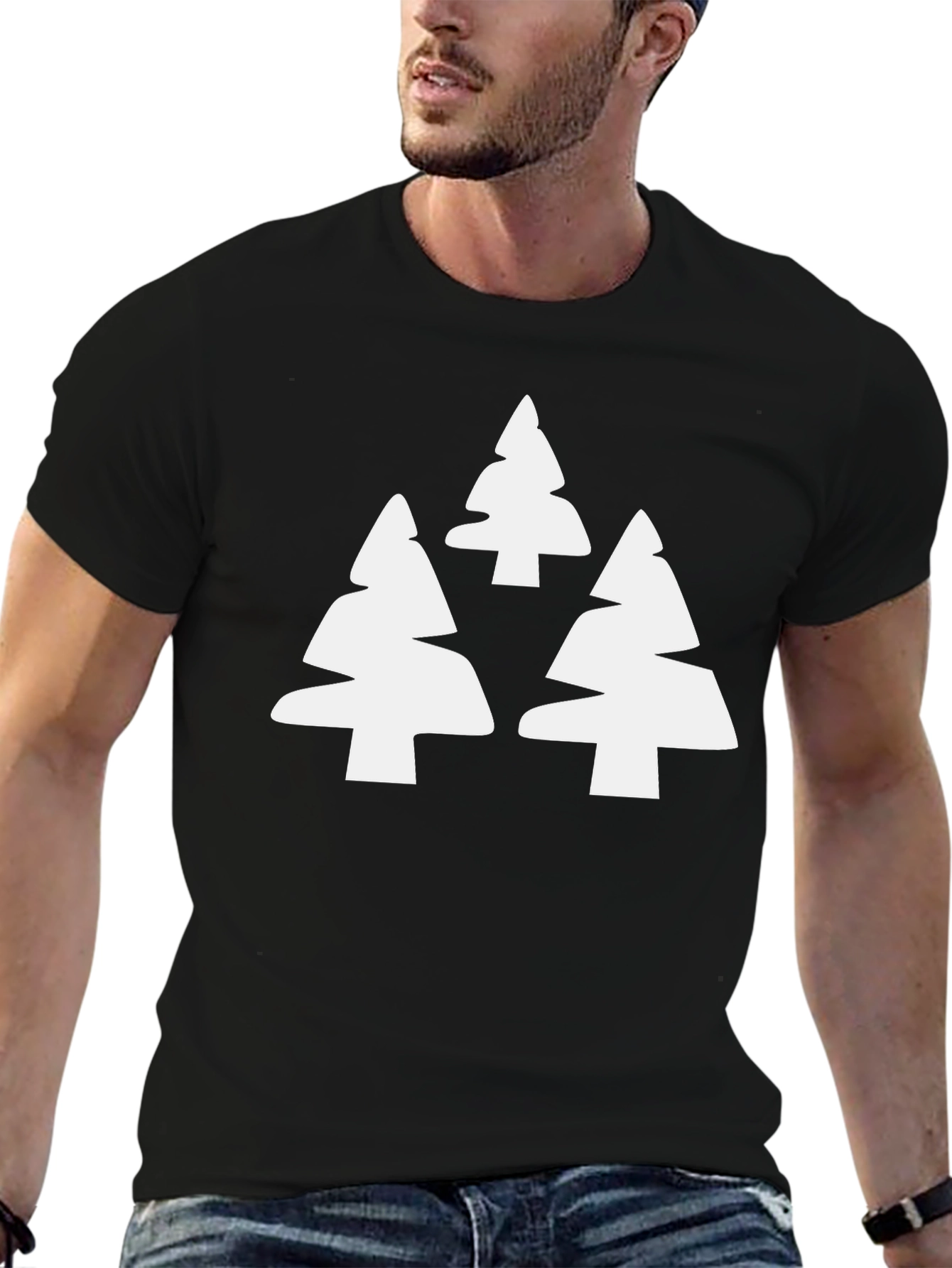Modern Tree Graphic Tee - Black Casual T-Shirt