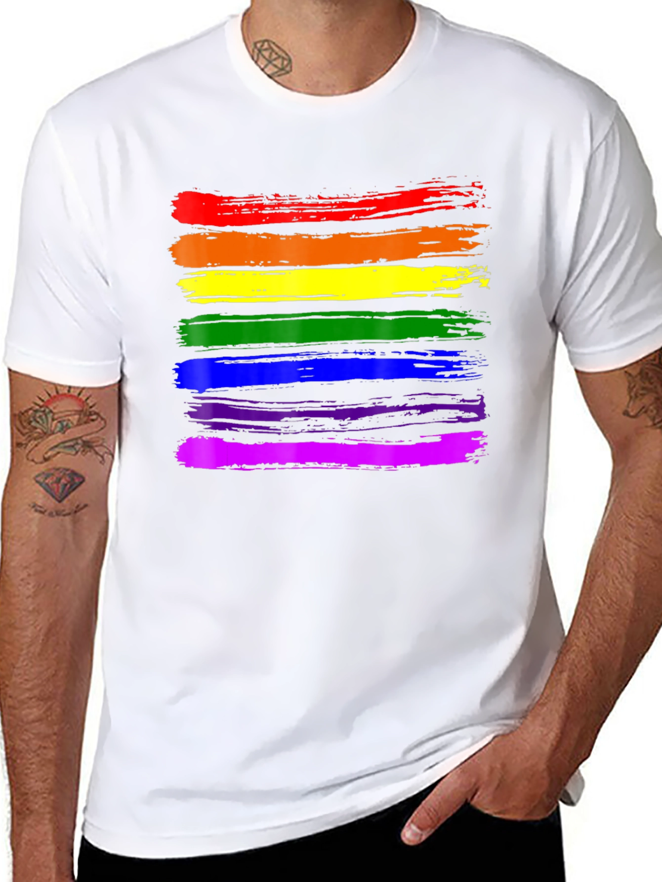 Pride Rainbow Stripe Black T-Shirt