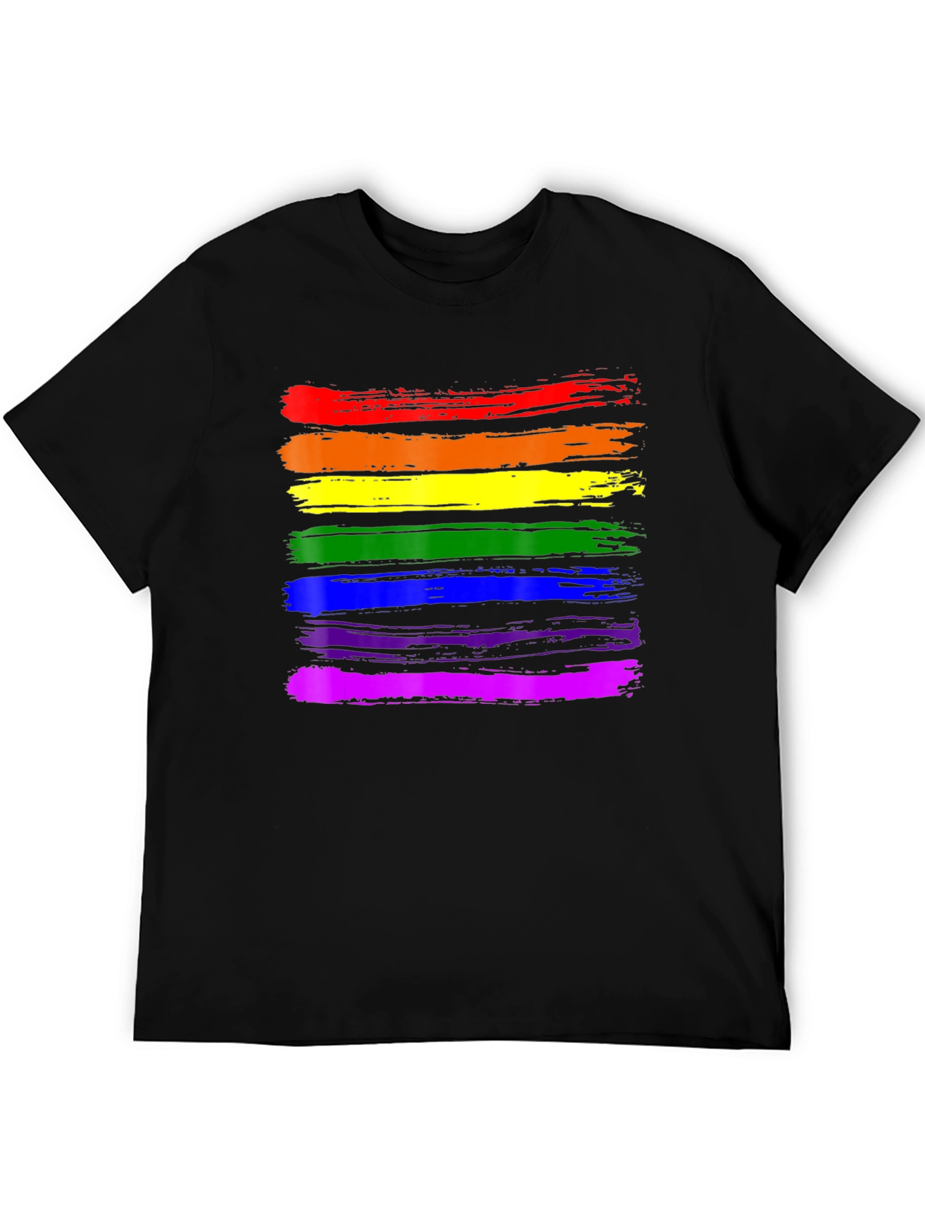 Pride Rainbow Stripe Black T-Shirt