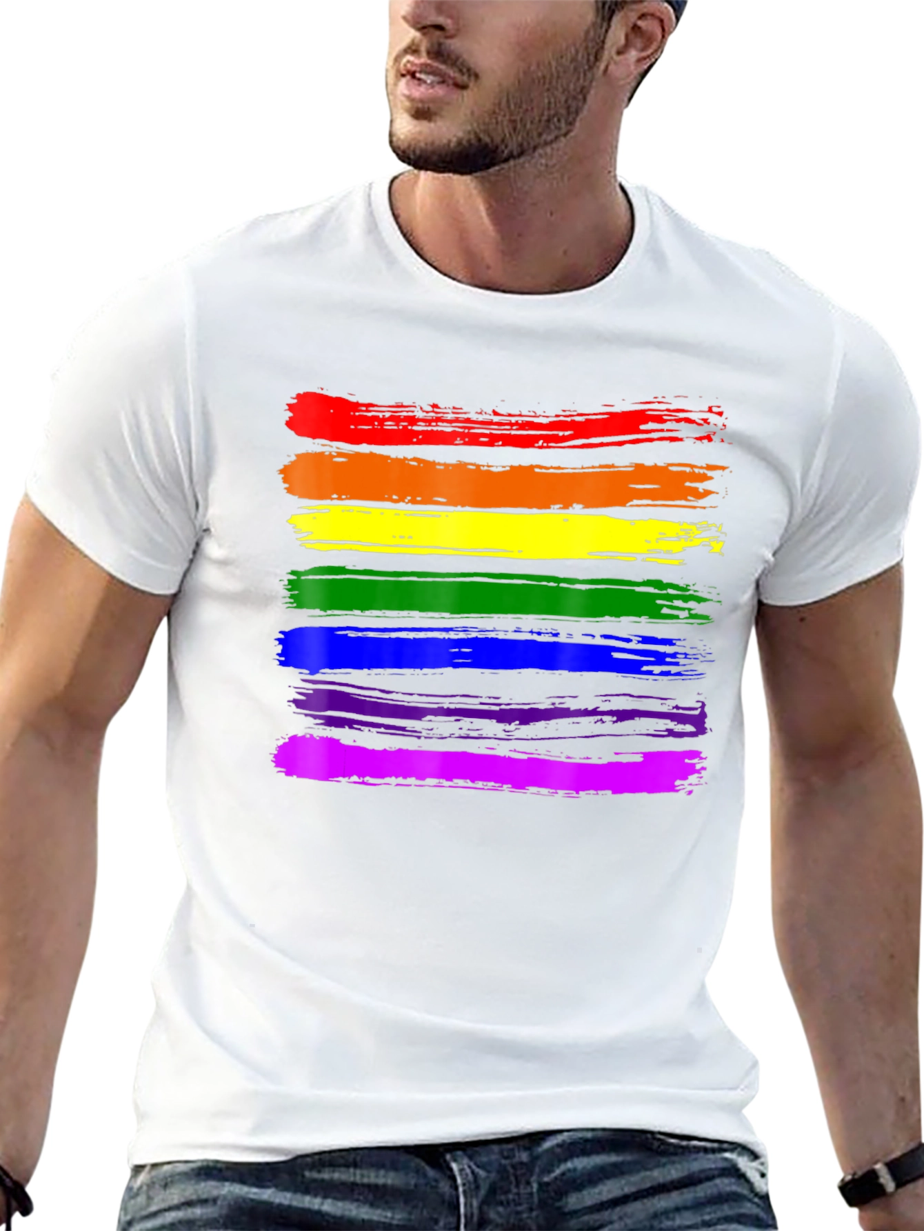 Pride Rainbow Stripe Black T-Shirt