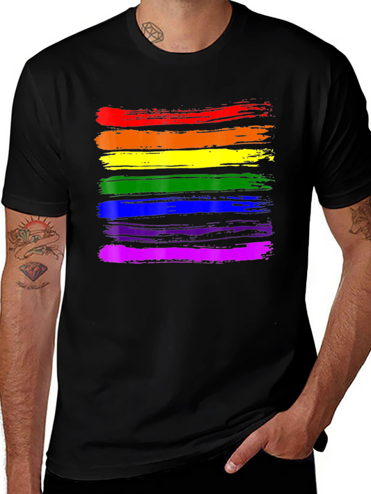Pride Rainbow Stripe Black T-Shirt