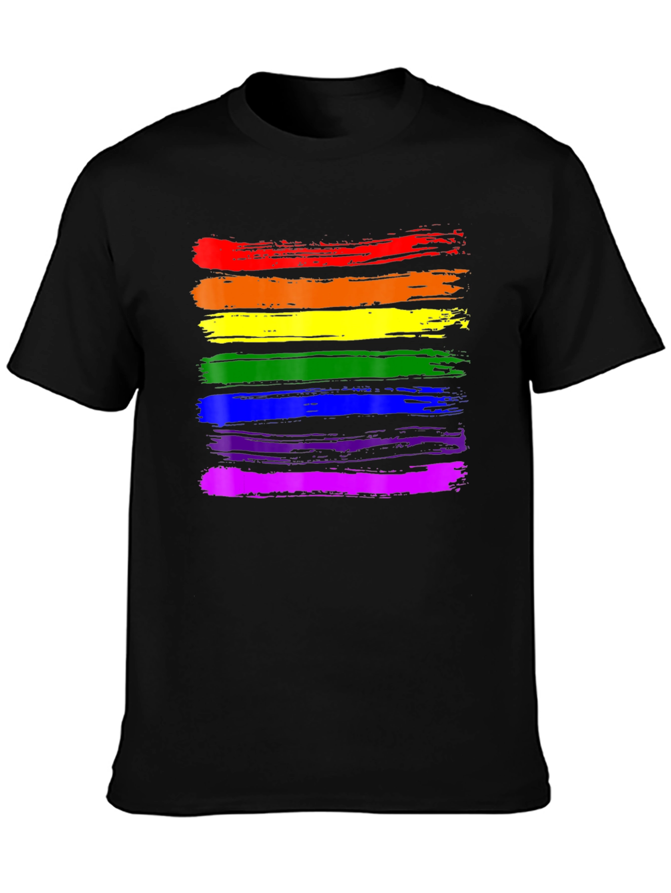 Pride Rainbow Stripe Black T-Shirt