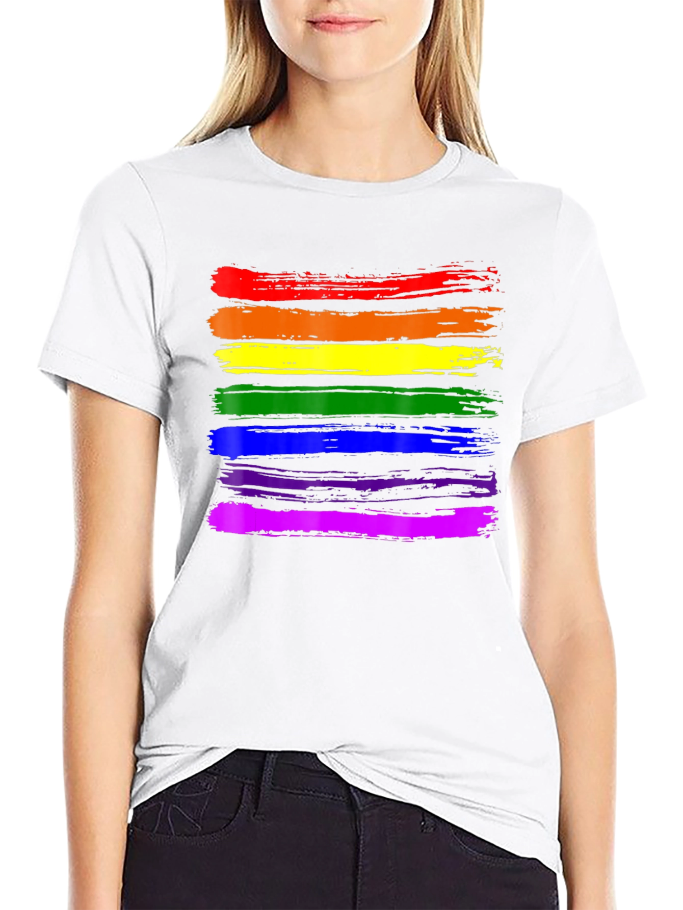 Pride Rainbow Stripe Black T-Shirt