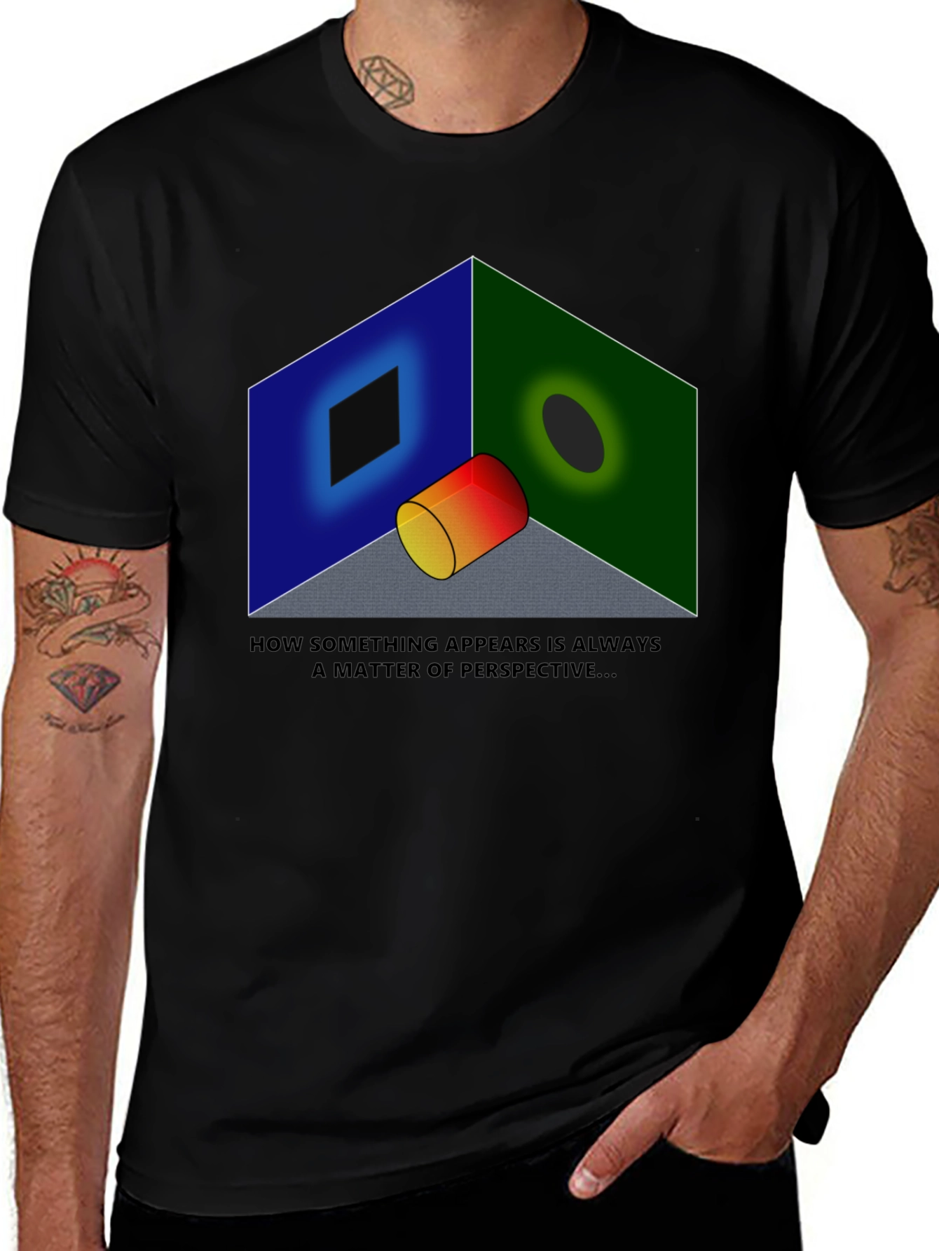 Perspective Illusion Graphic T-Shirt - Optical Design