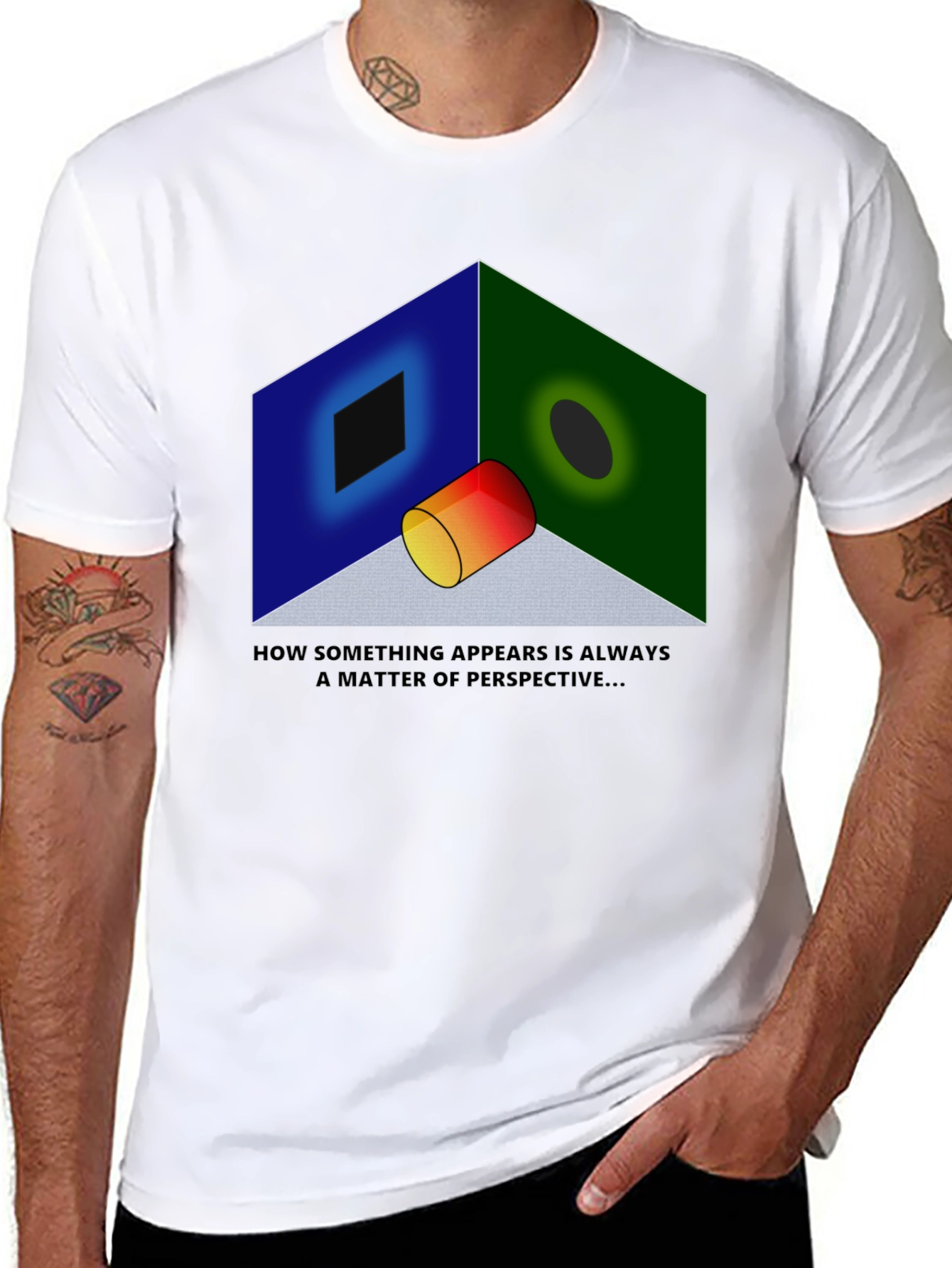 Perspective Illusion Graphic T-Shirt - Optical Design