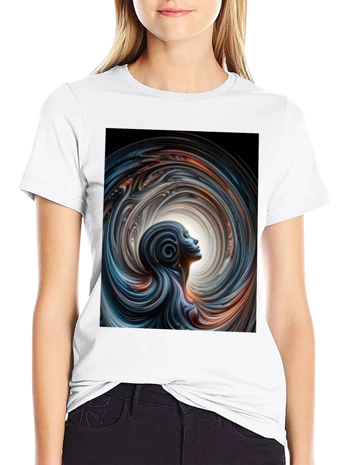 Abstract Vortex Graphic Black T-Shirt