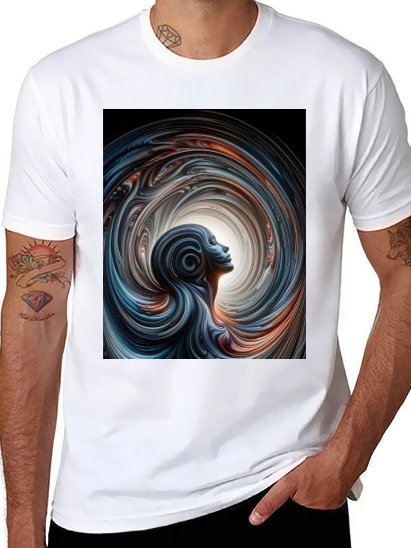 Abstract Vortex Graphic Black T-Shirt