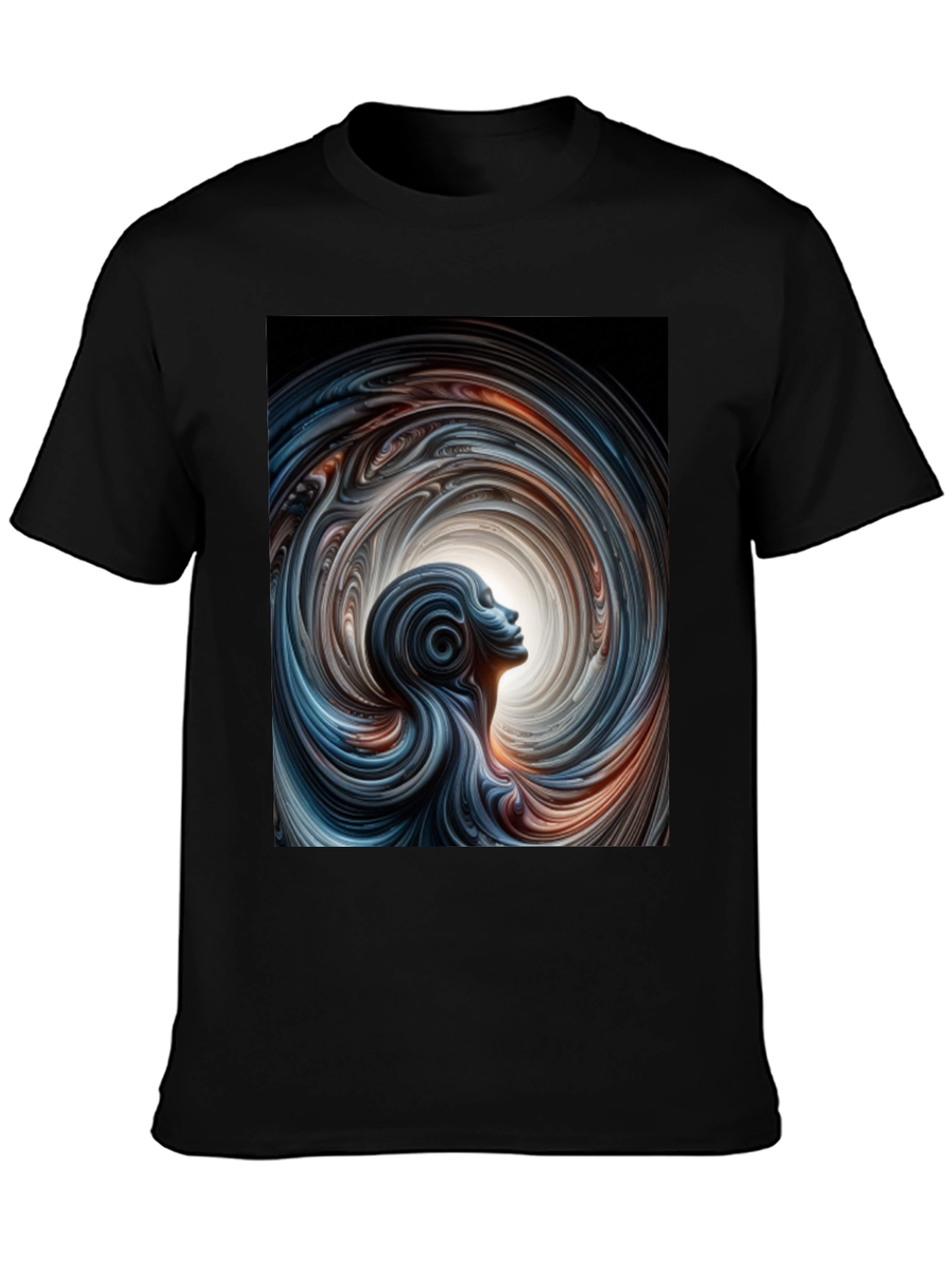 Abstract Vortex Graphic Black T-Shirt