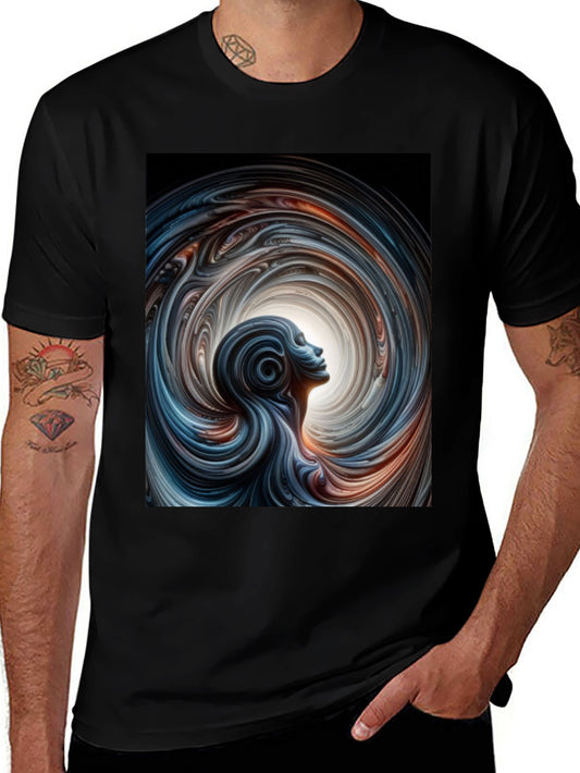 Abstract Vortex Graphic Black T-Shirt