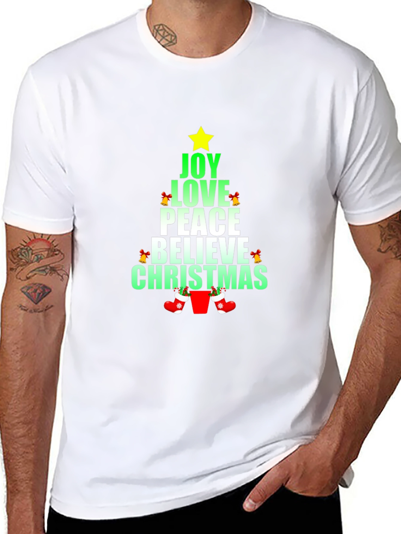 Festive Christmas Tree Word Art T-Shirt