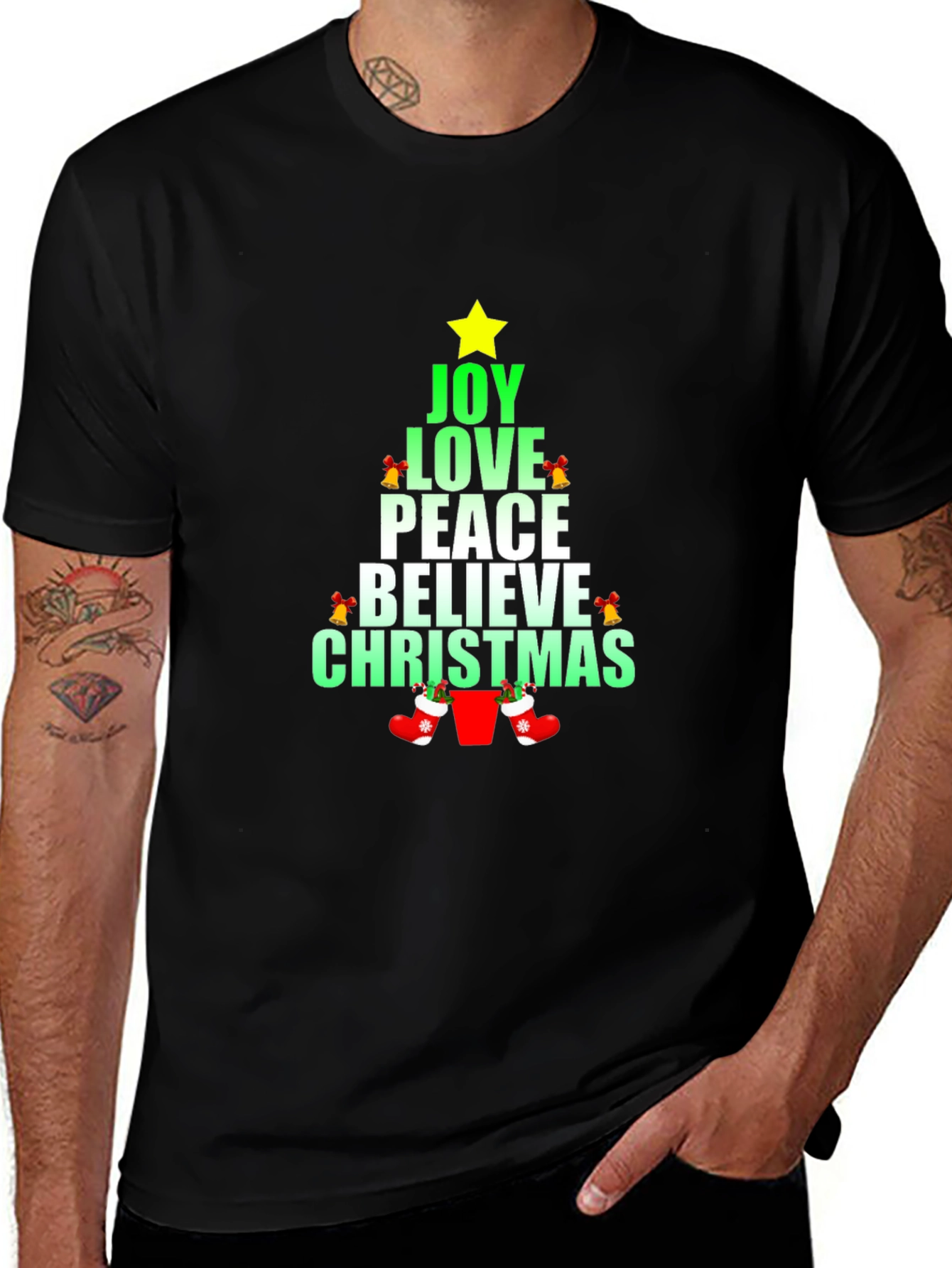 Festive Christmas Tree Word Art T-Shirt