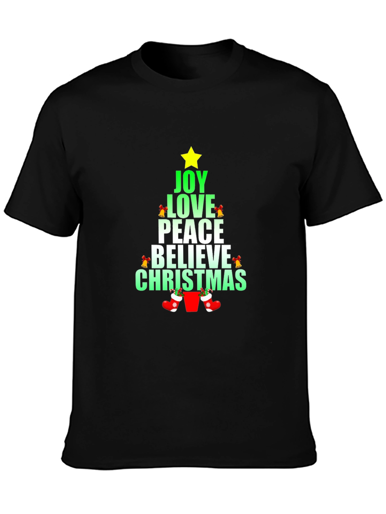 Festive Christmas Tree Word Art T-Shirt