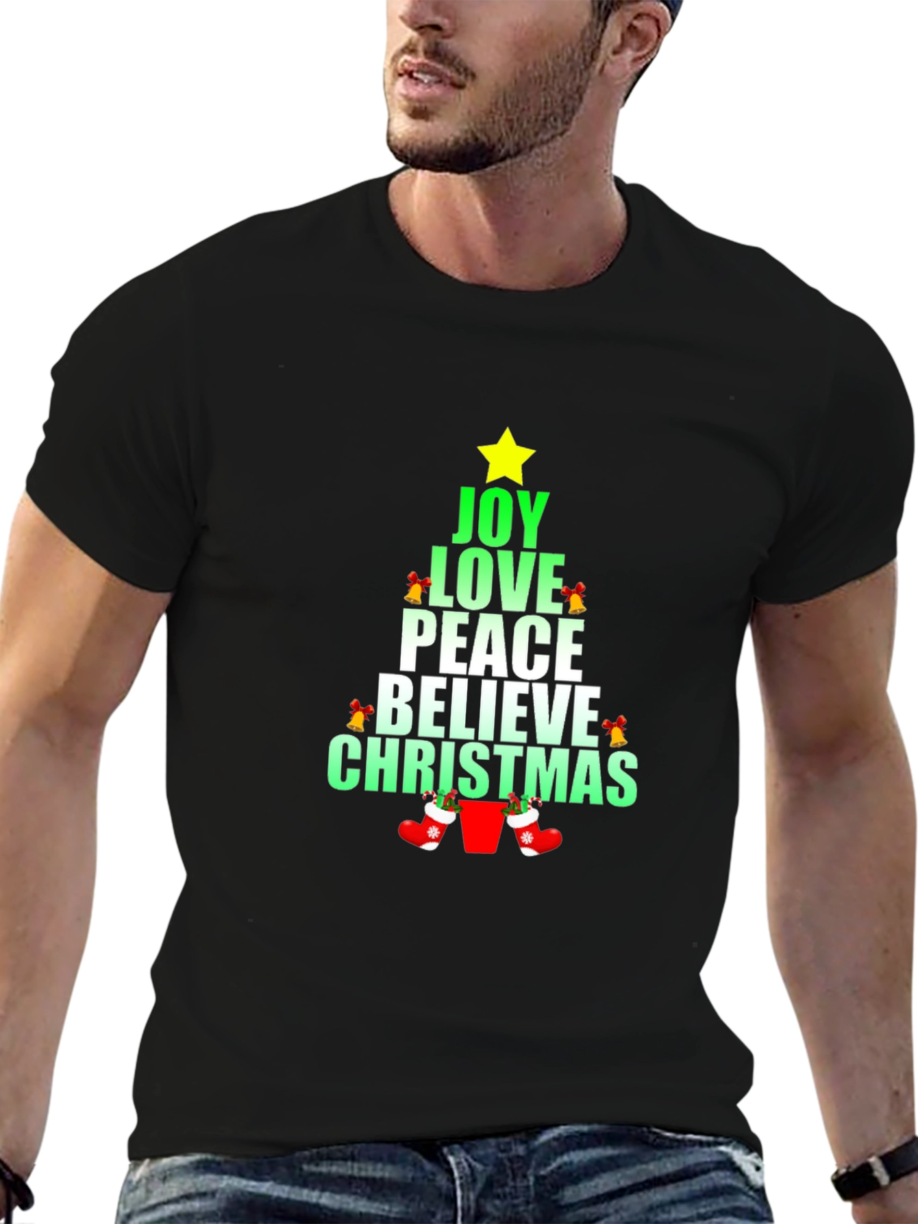 Festive Christmas Tree Word Art T-Shirt