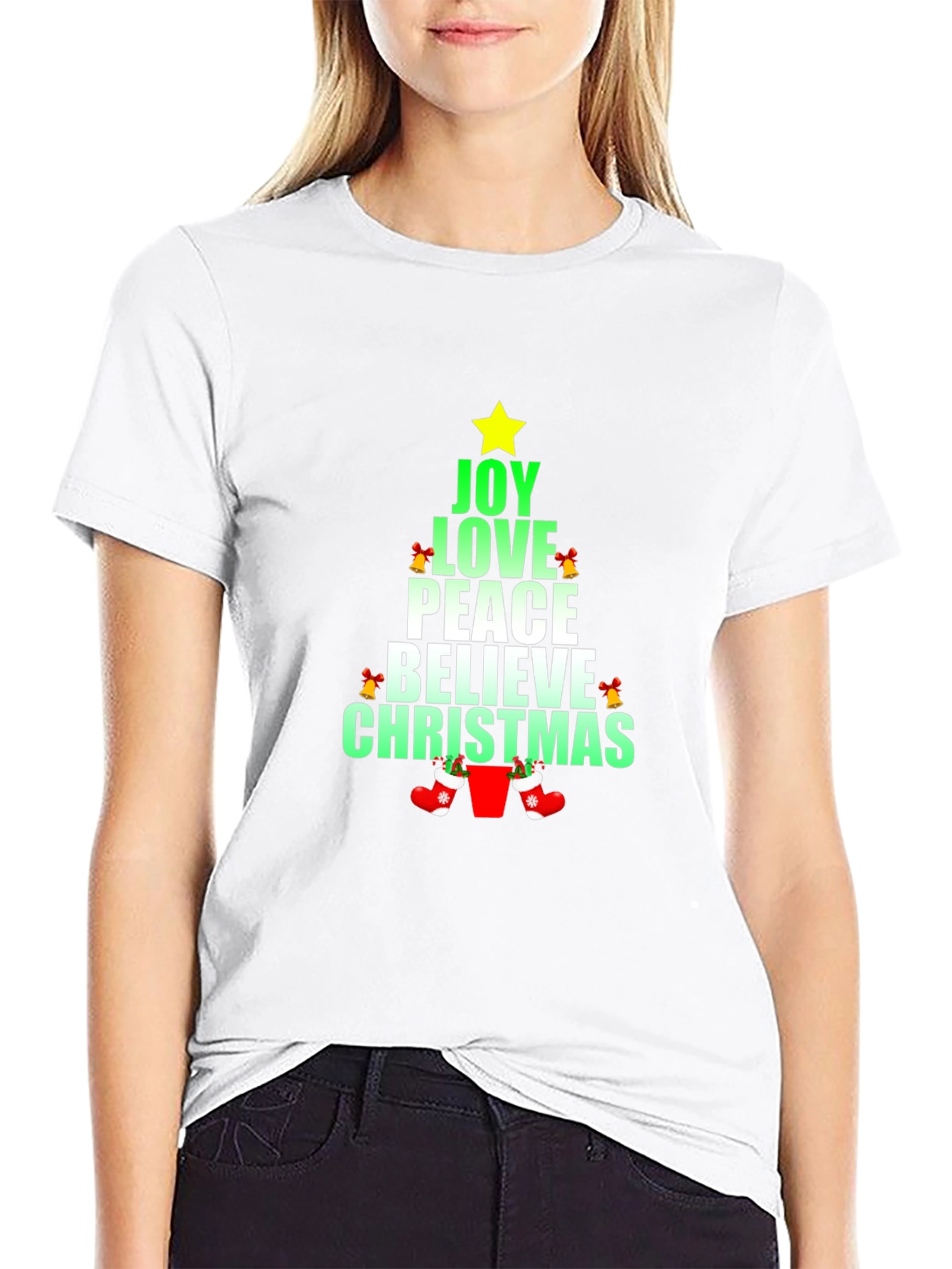 Festive Christmas Tree Word Art T-Shirt
