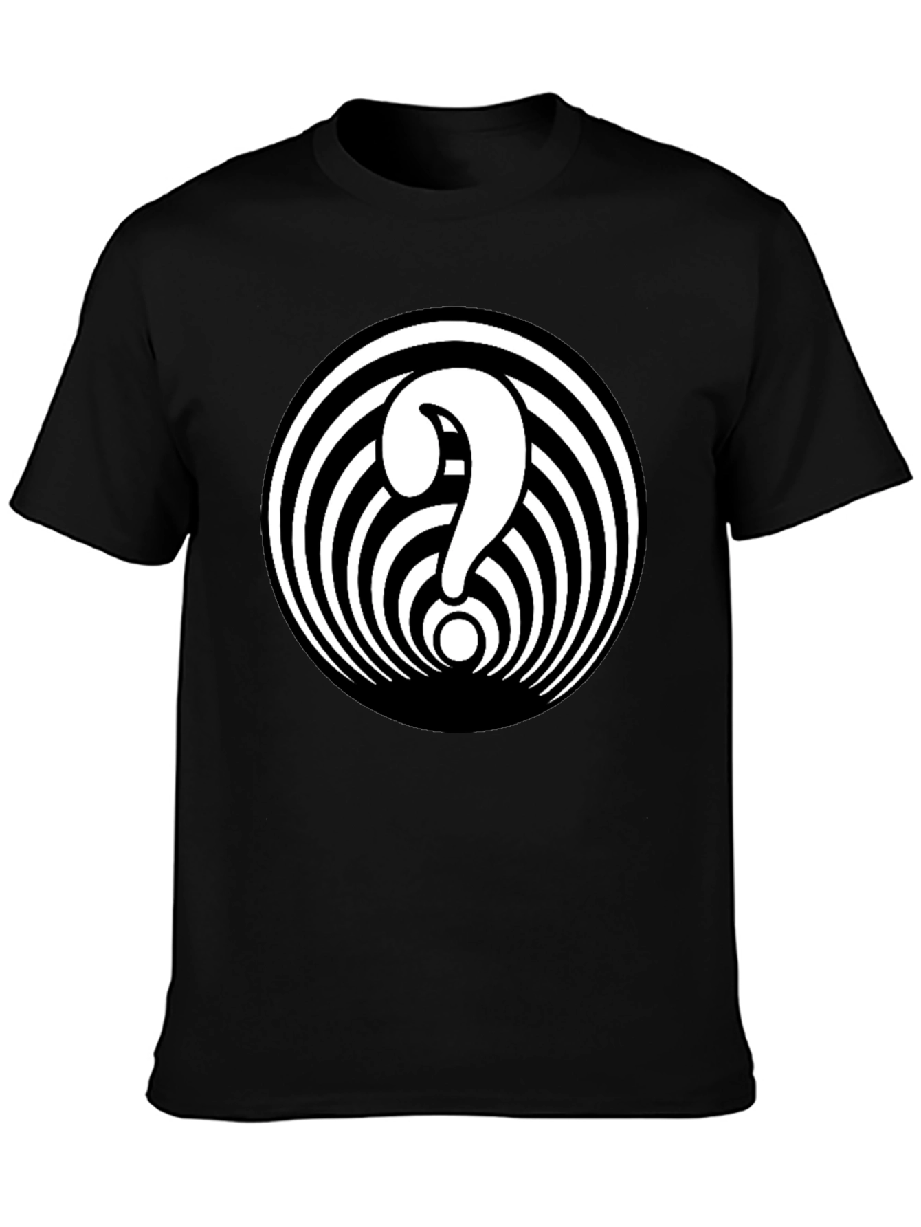 Hypnotic Question Mark Graphic Tee - Black Cotton Blend