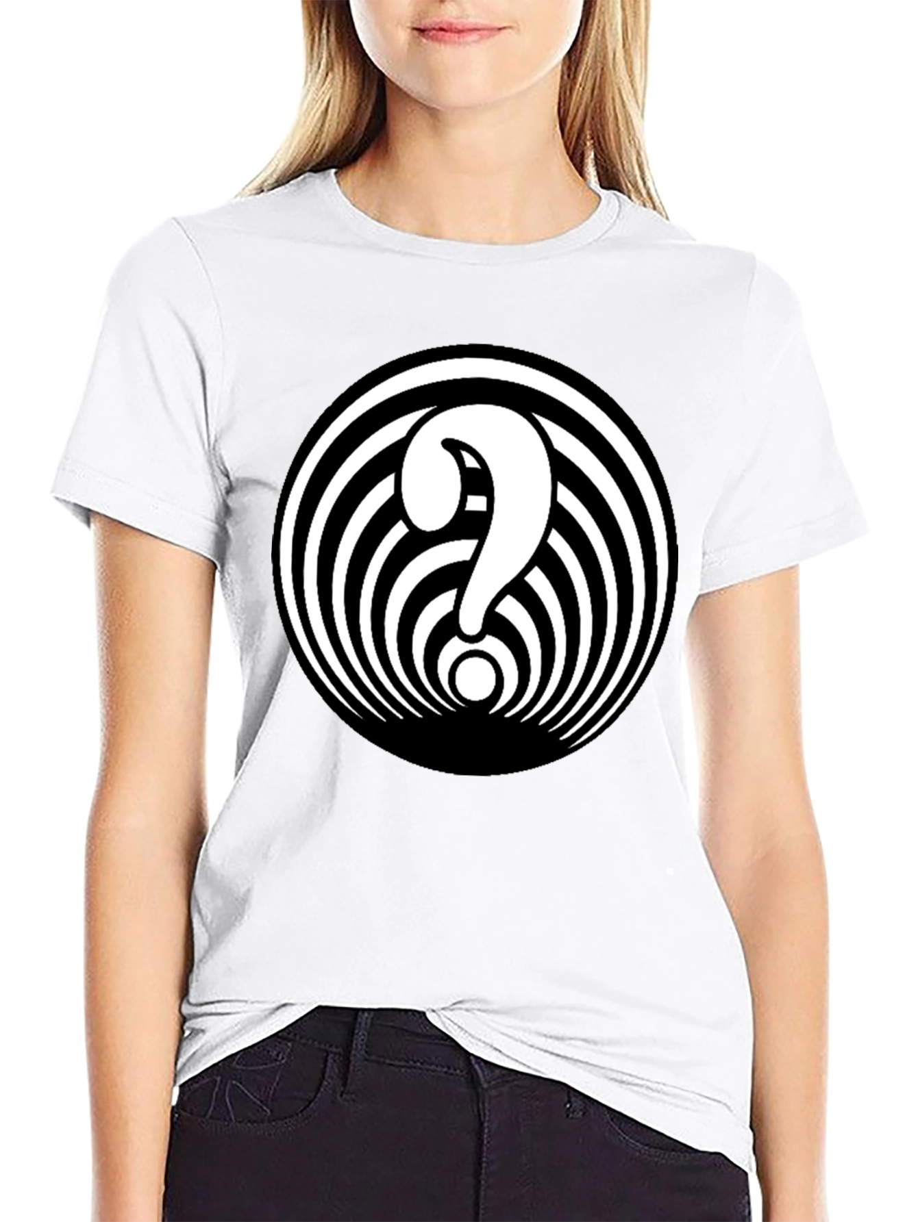 Hypnotic Question Mark Graphic Tee - Black Cotton Blend