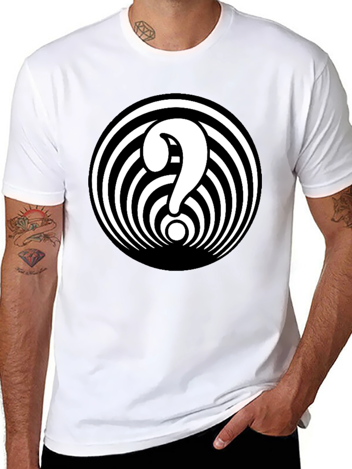 Hypnotic Question Mark Graphic Tee - Black Cotton Blend