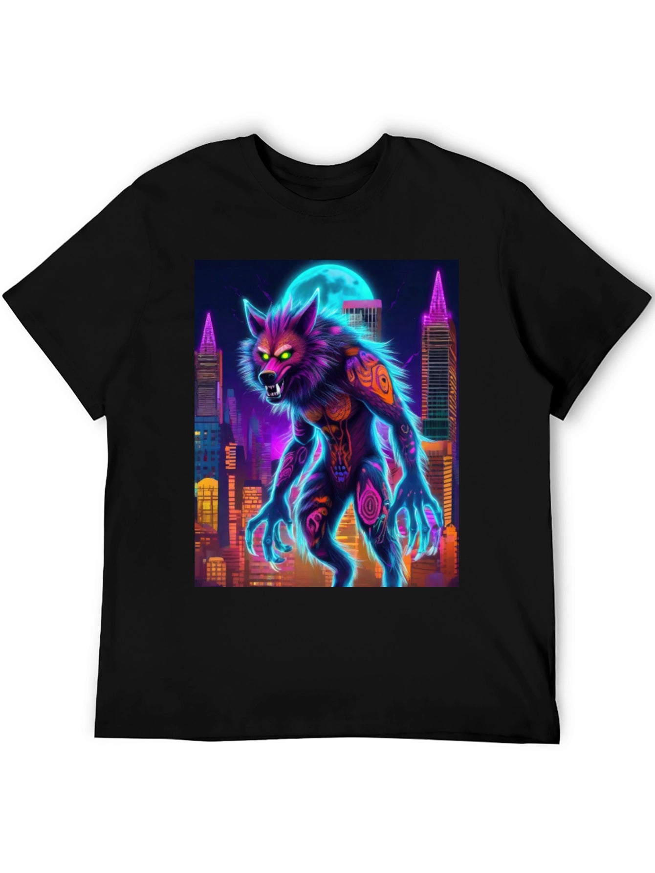 Neon Werewolf Graphic Tee