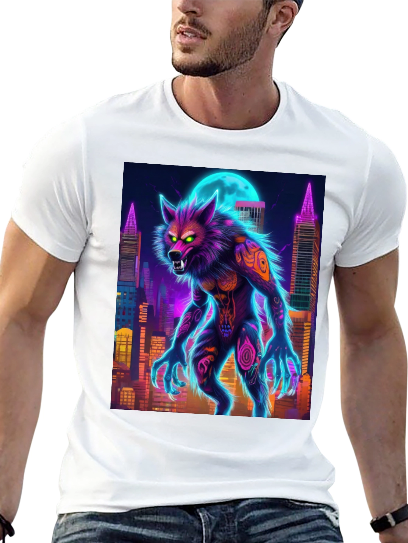 Neon Werewolf Graphic Tee