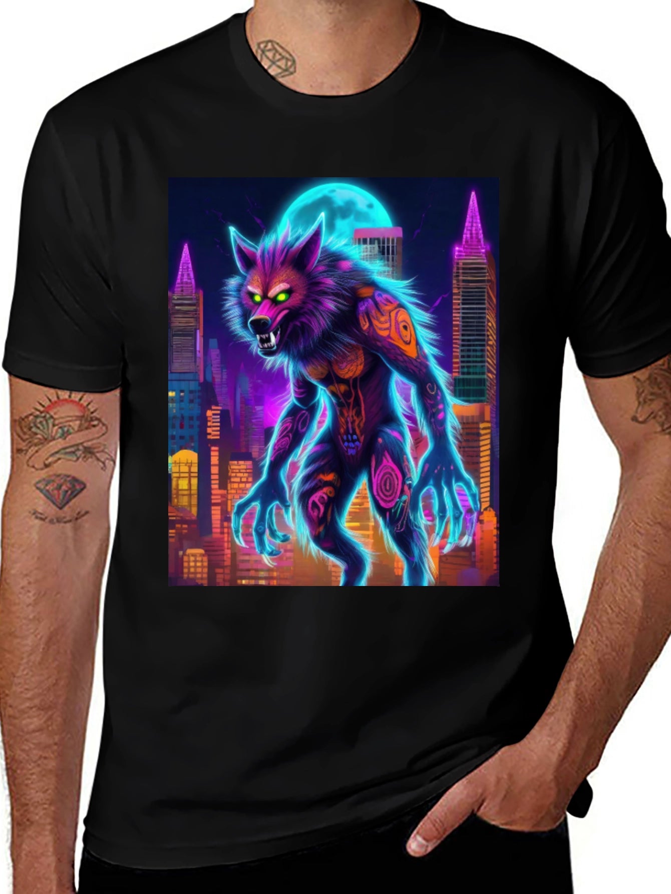 Neon Werewolf Graphic Tee
