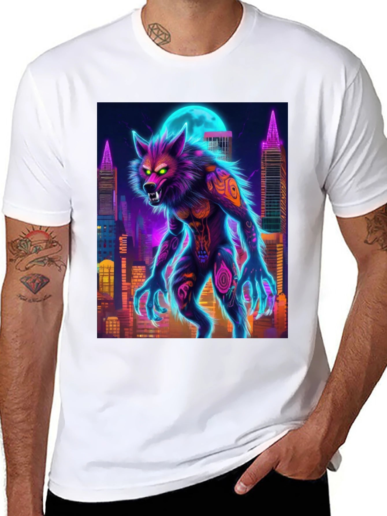 Neon Werewolf Graphic Tee