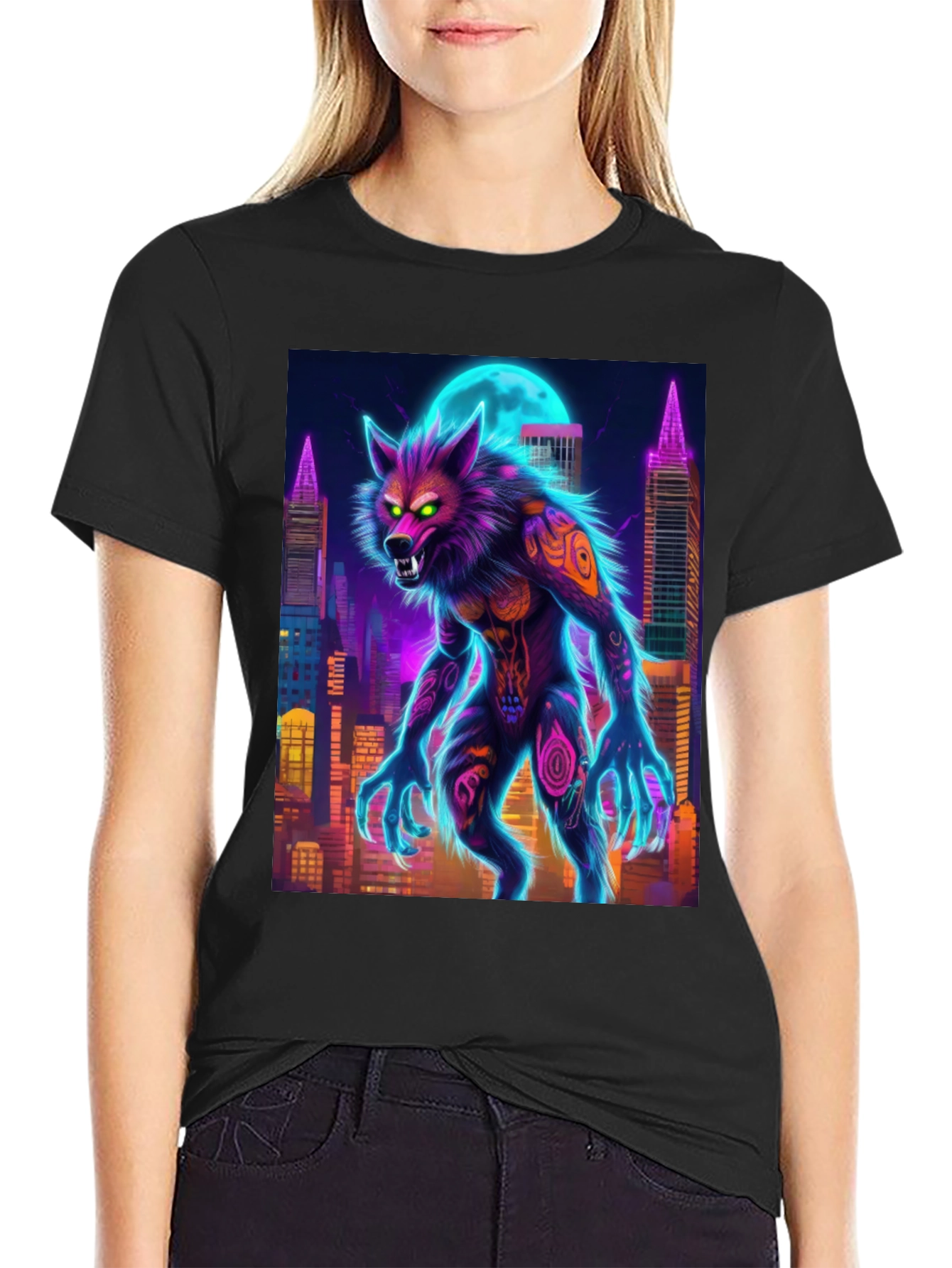 Neon Werewolf Graphic Tee