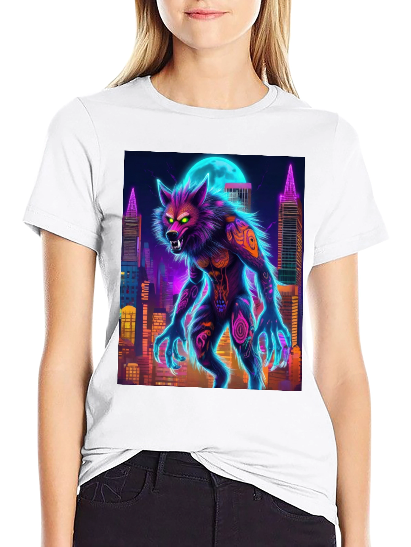 Neon Werewolf Graphic Tee