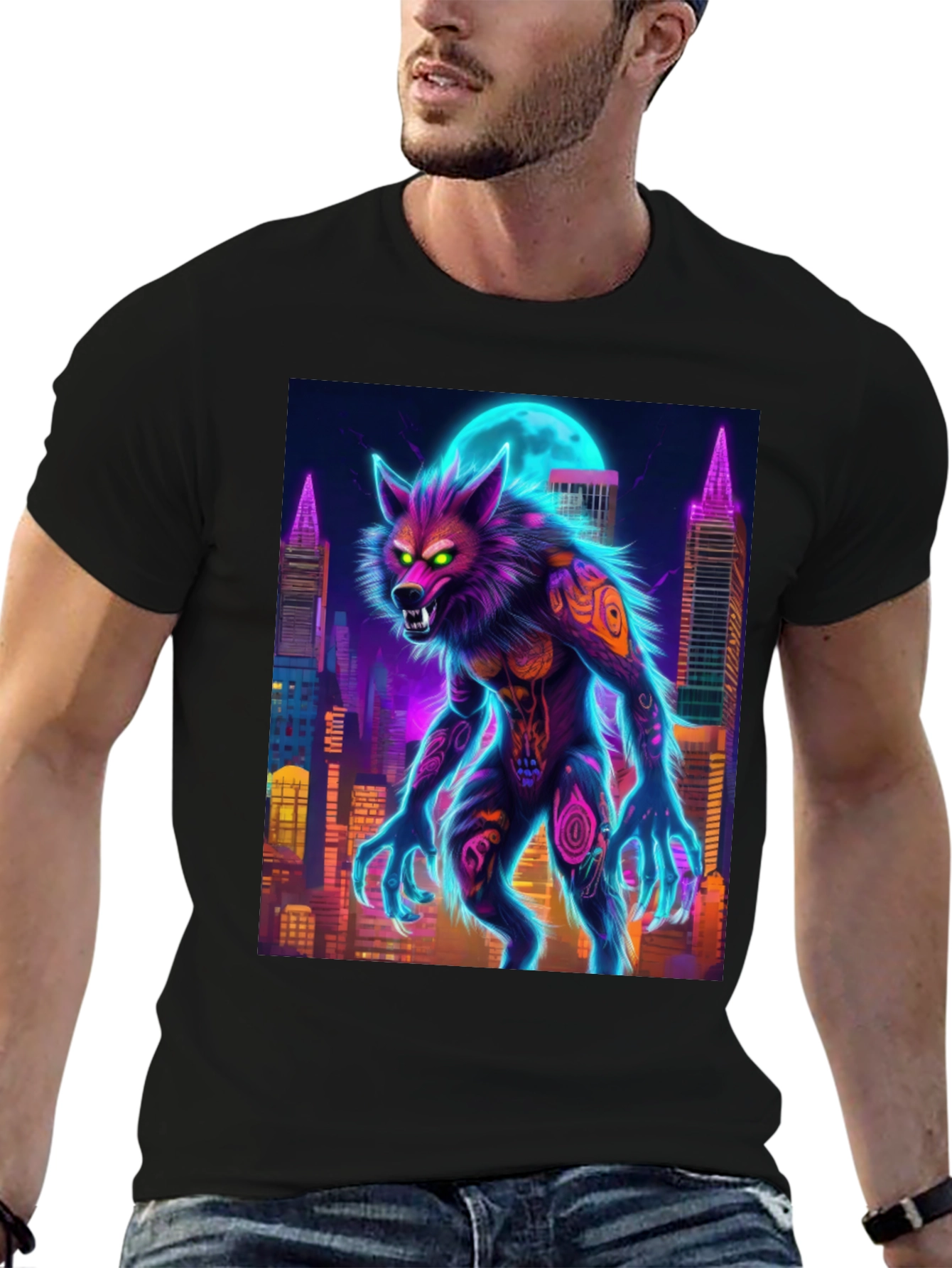 Neon Werewolf Graphic Tee