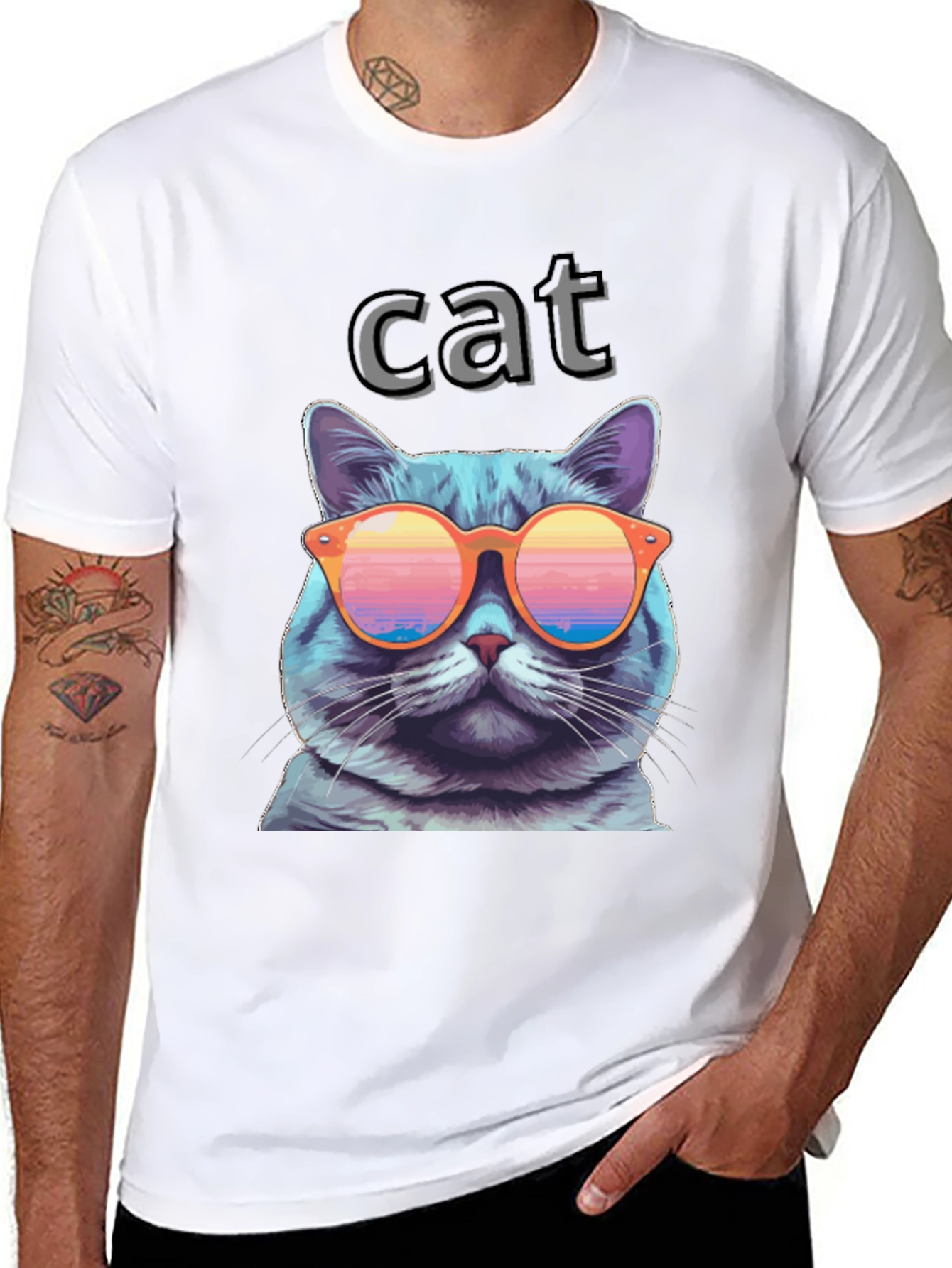 Cool Cat T-Shirt with Sunglasses - Fun Graphic Tee