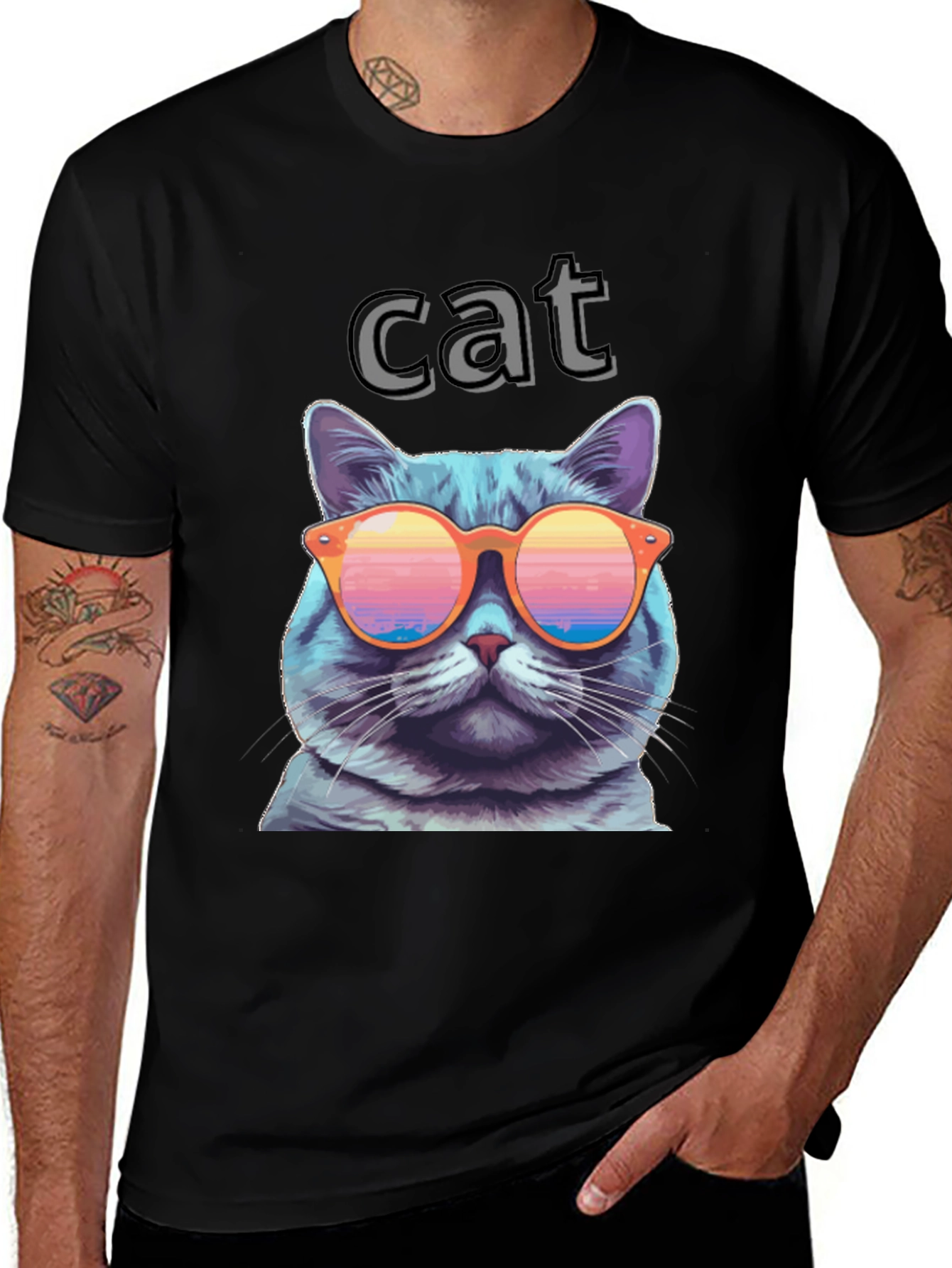 Cool Cat T-Shirt with Sunglasses - Fun Graphic Tee