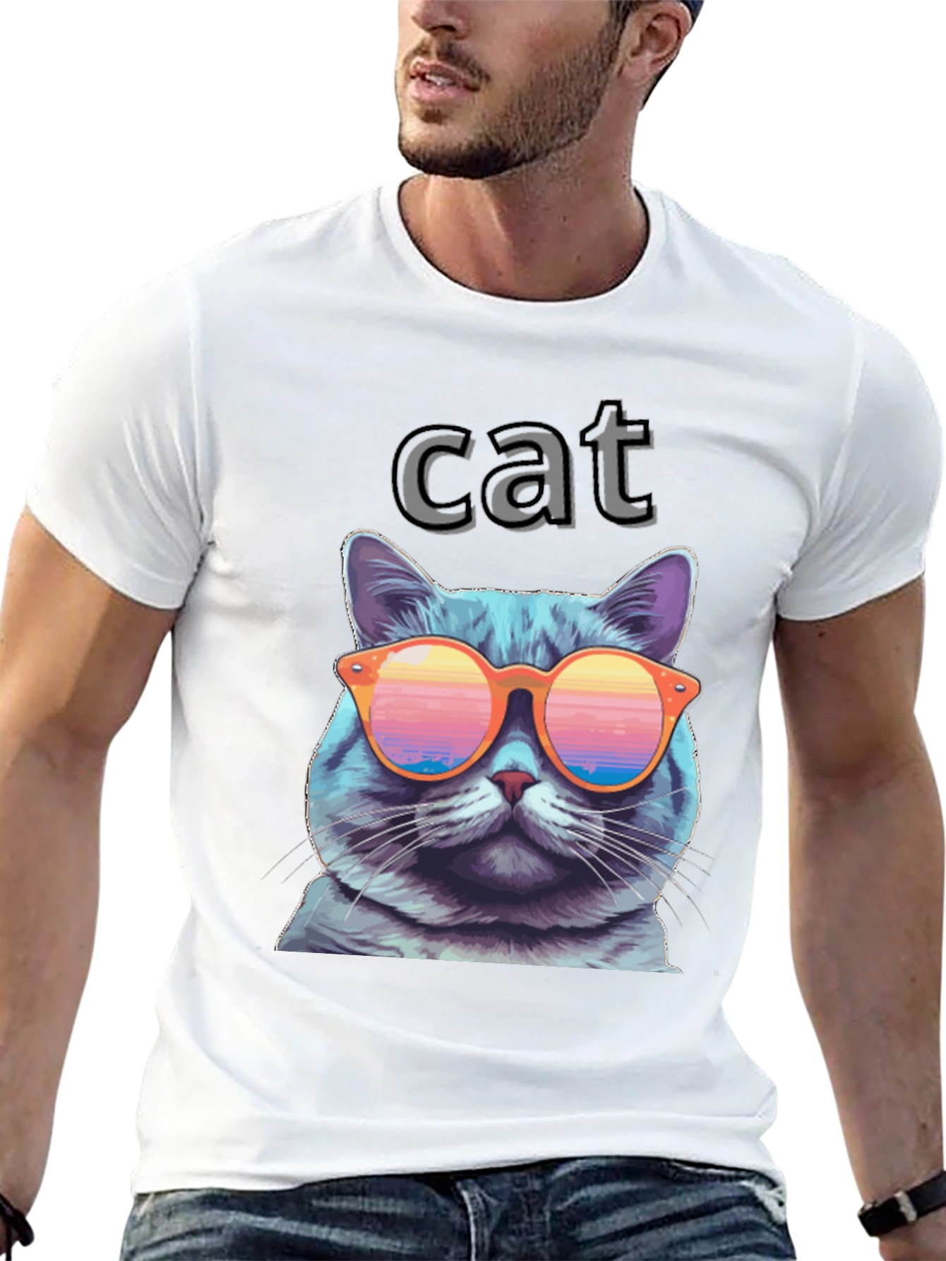 Cool Cat T-Shirt with Sunglasses - Fun Graphic Tee