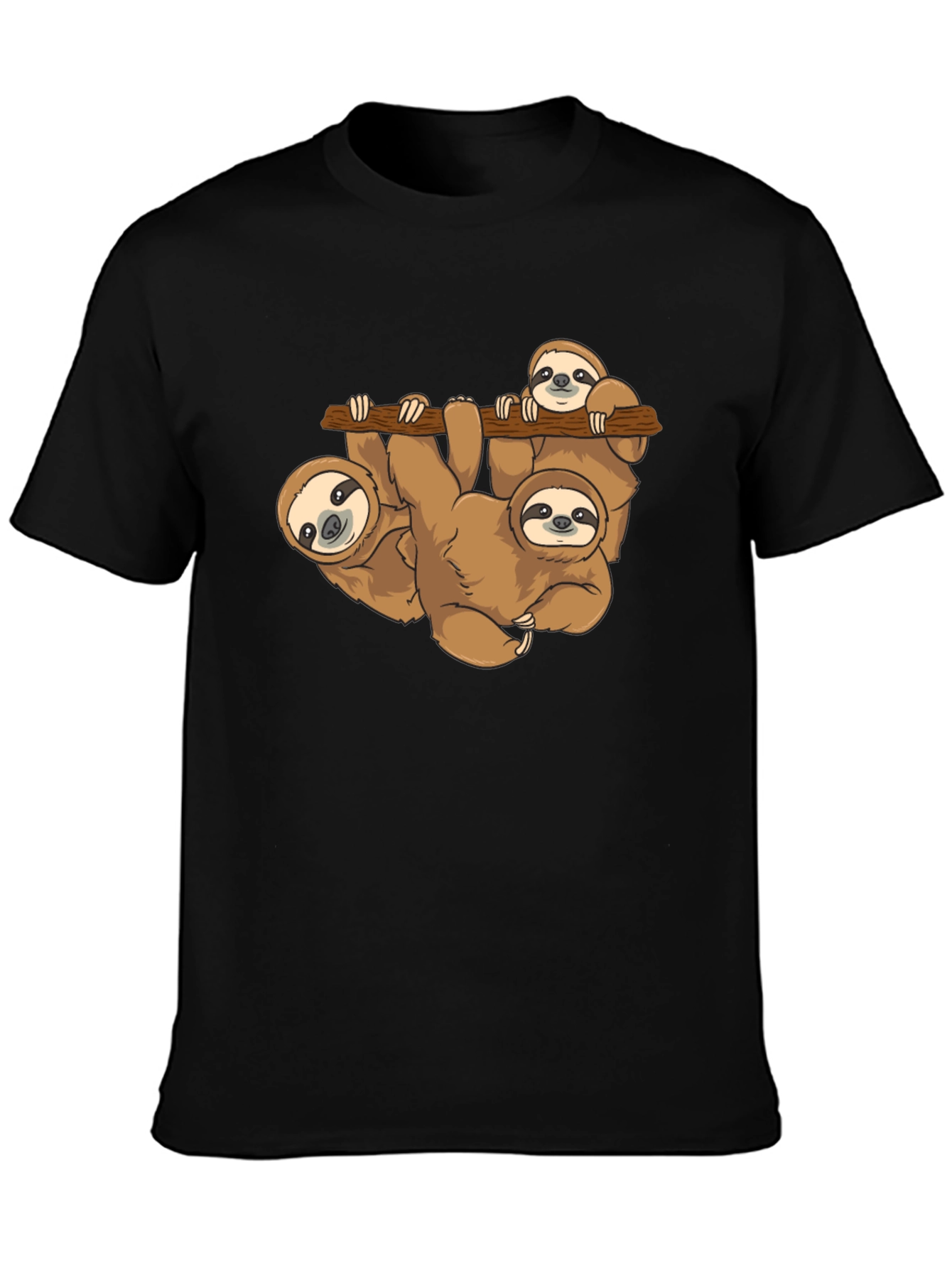 Sloth Family Black T-Shirt