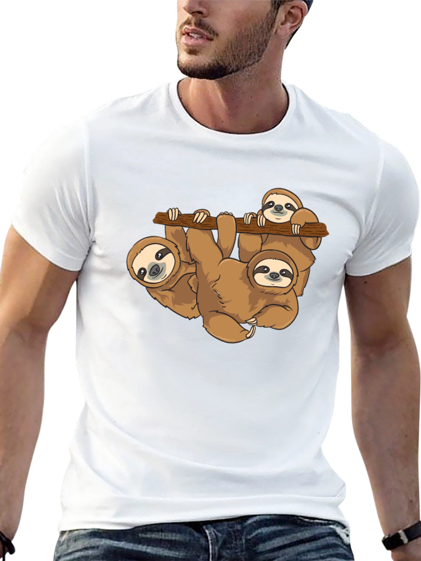 Sloth Family Black T-Shirt