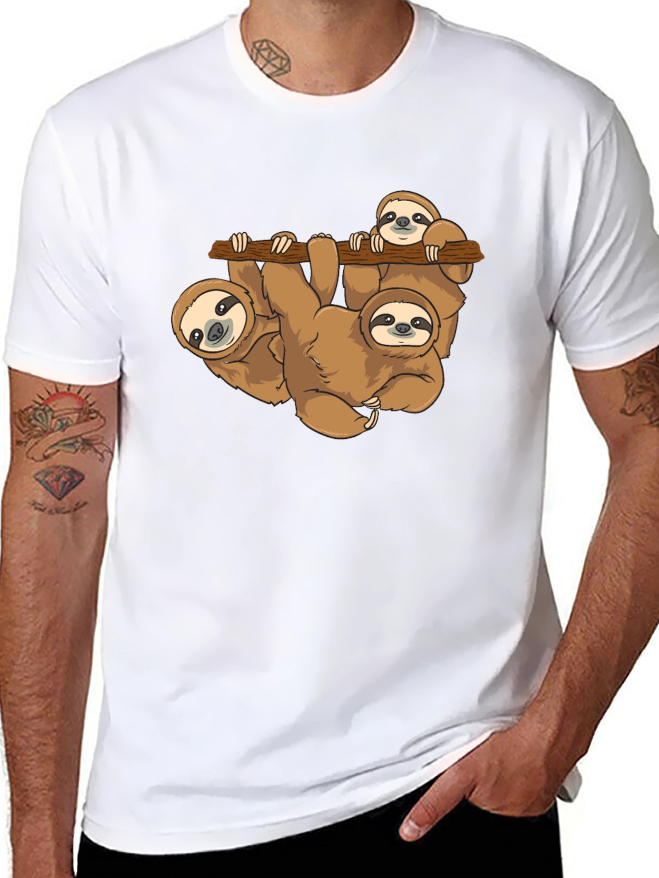 Sloth Family Black T-Shirt
