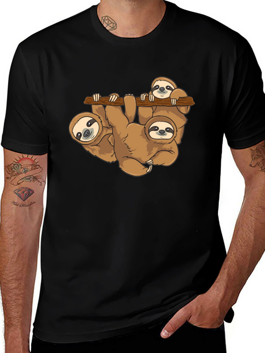 Sloth Family Black T-Shirt