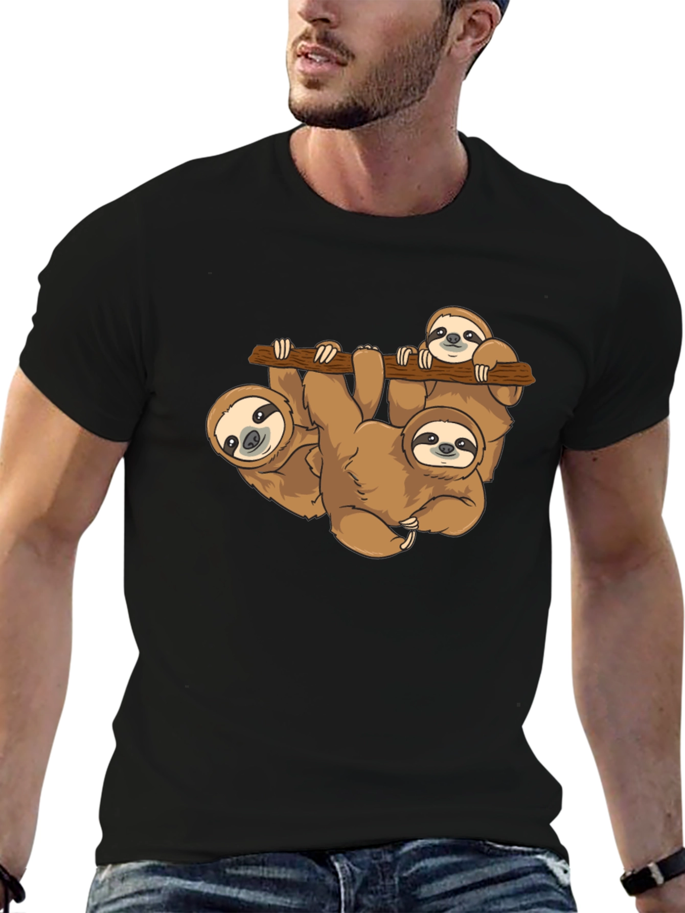 Sloth Family Black T-Shirt