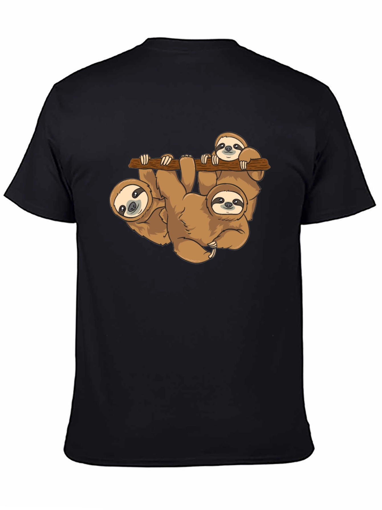 Sloth Family Black T-Shirt