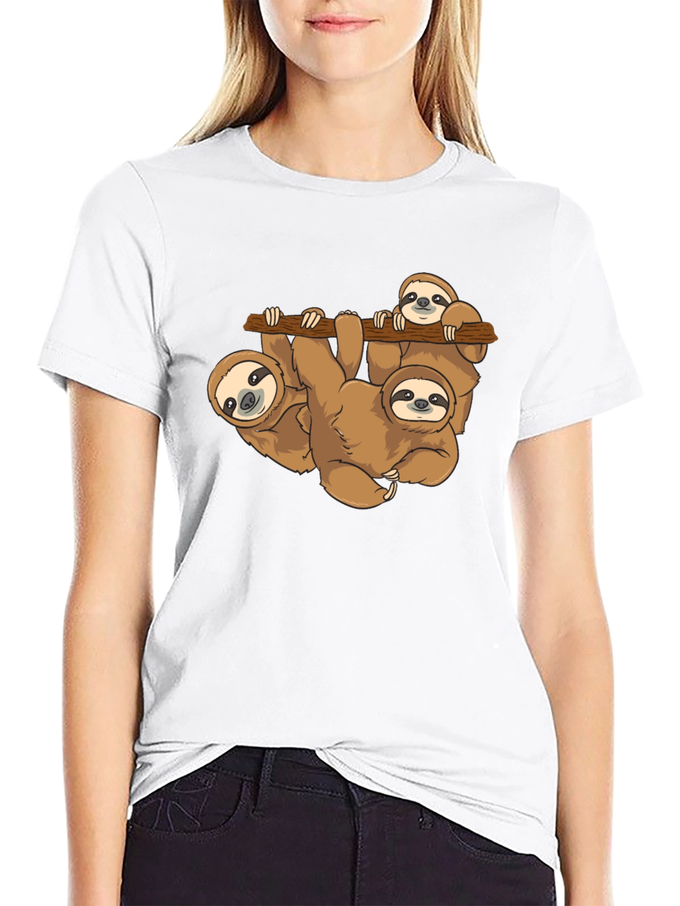 Sloth Family Black T-Shirt
