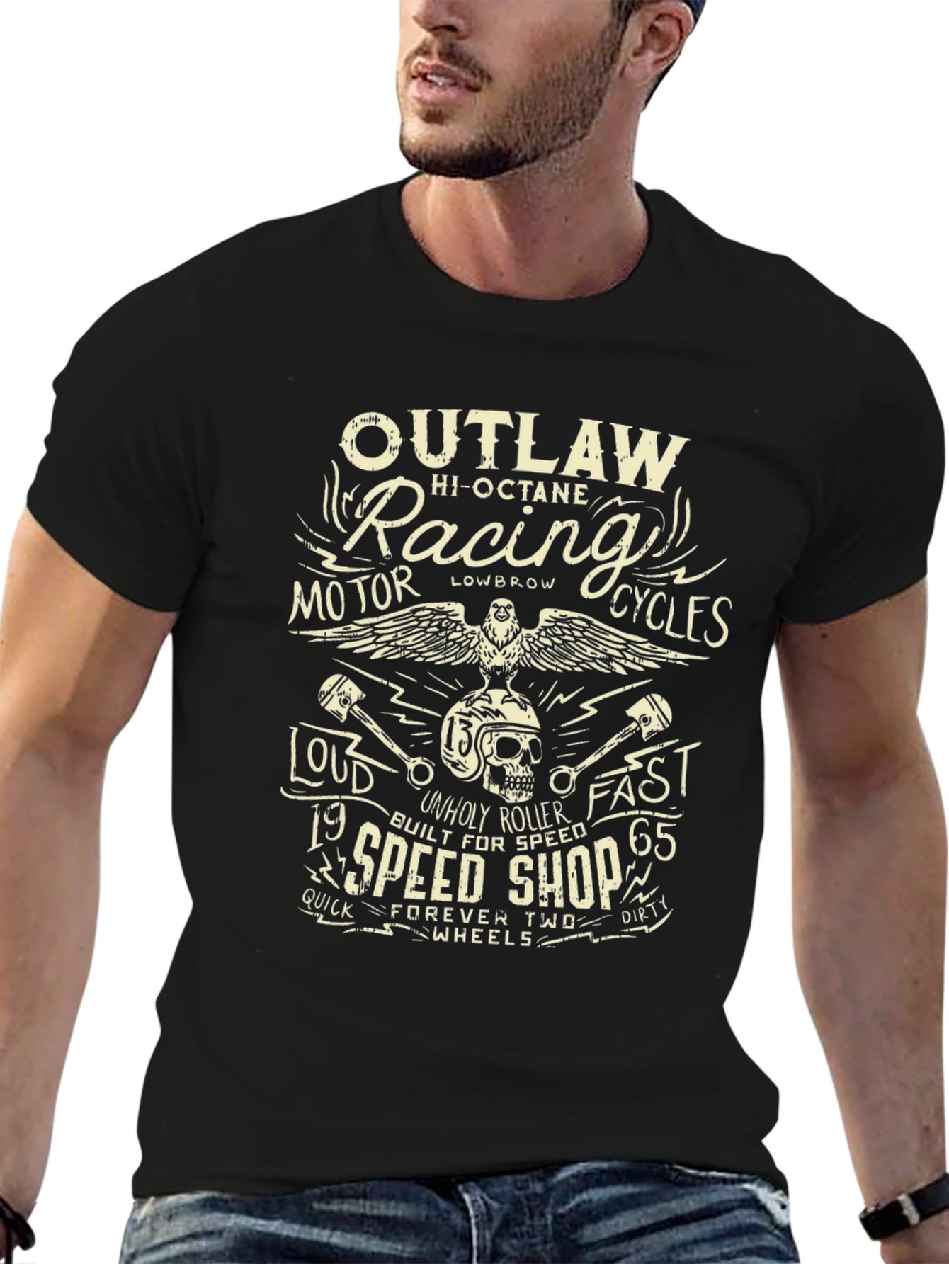 Outlaw Racing Motor Cycles Graphic T-Shirt