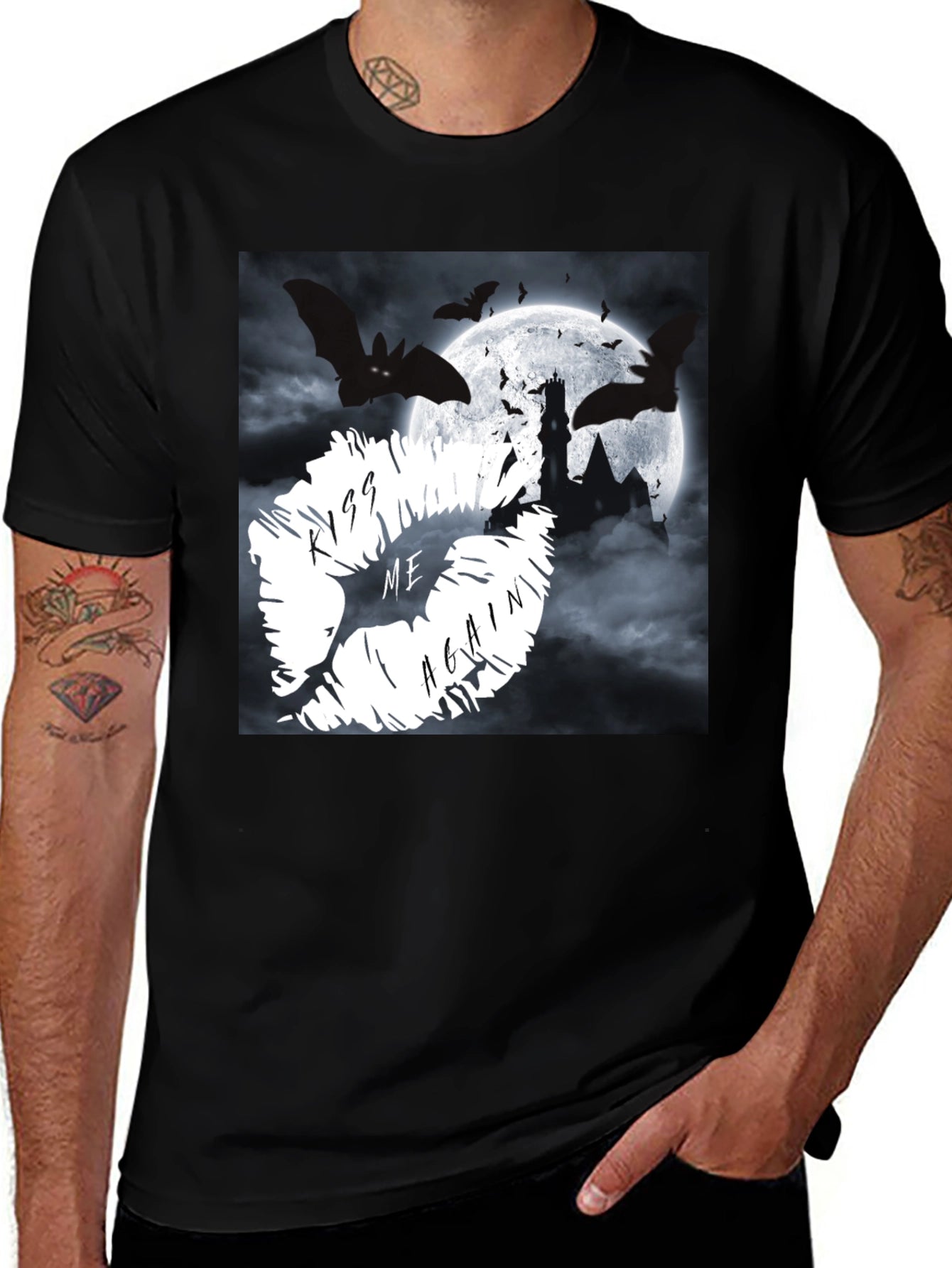 Kiss Me Again Bats & Castle Graphic Tee