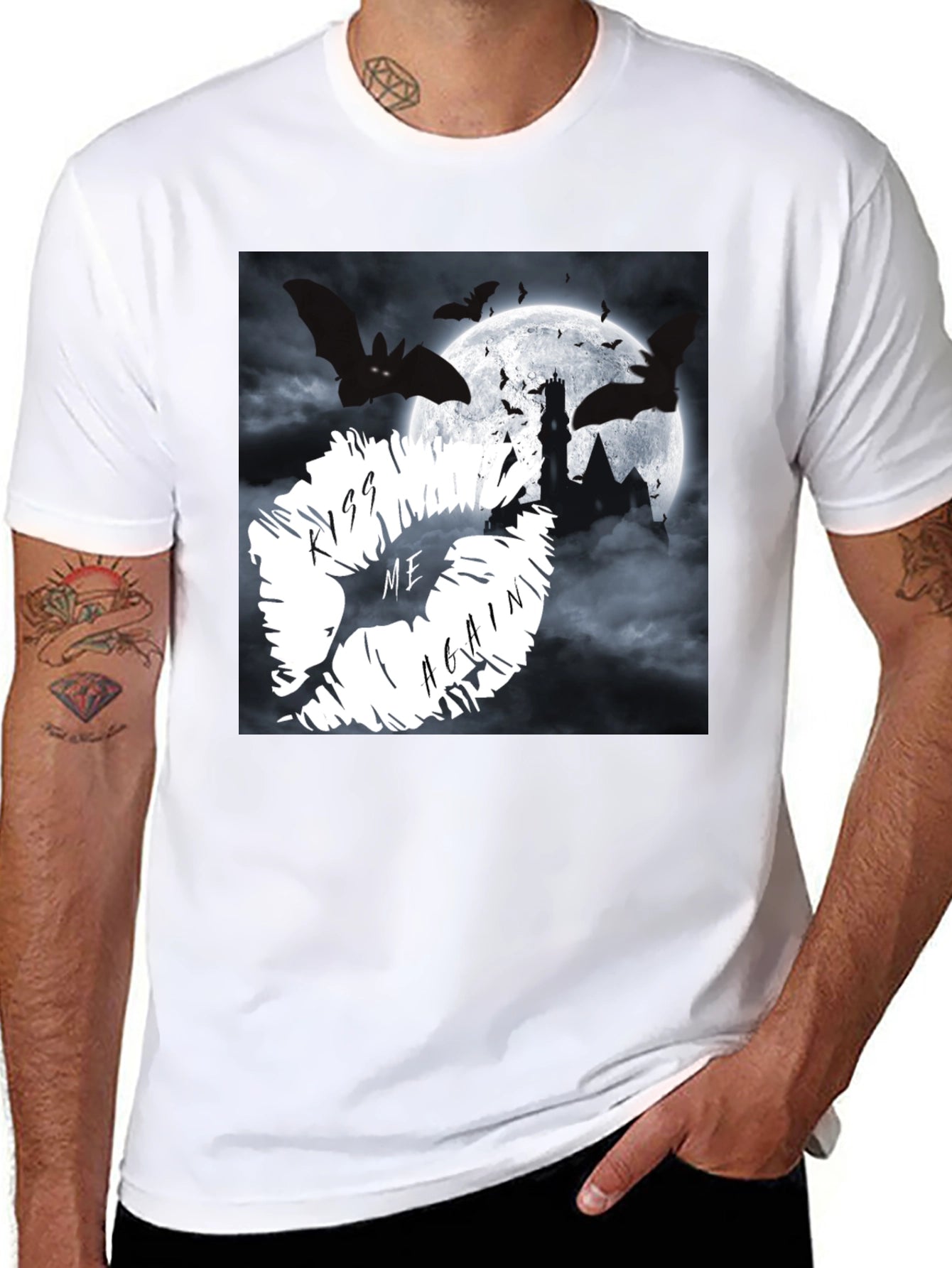 Kiss Me Again Bats & Castle Graphic Tee