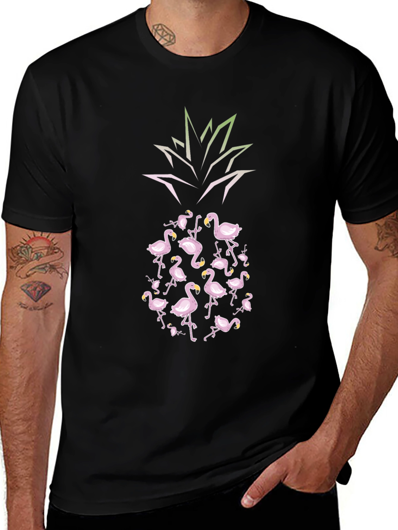 Flamingo Pineapple Graphic Tee - Tropical Vibes