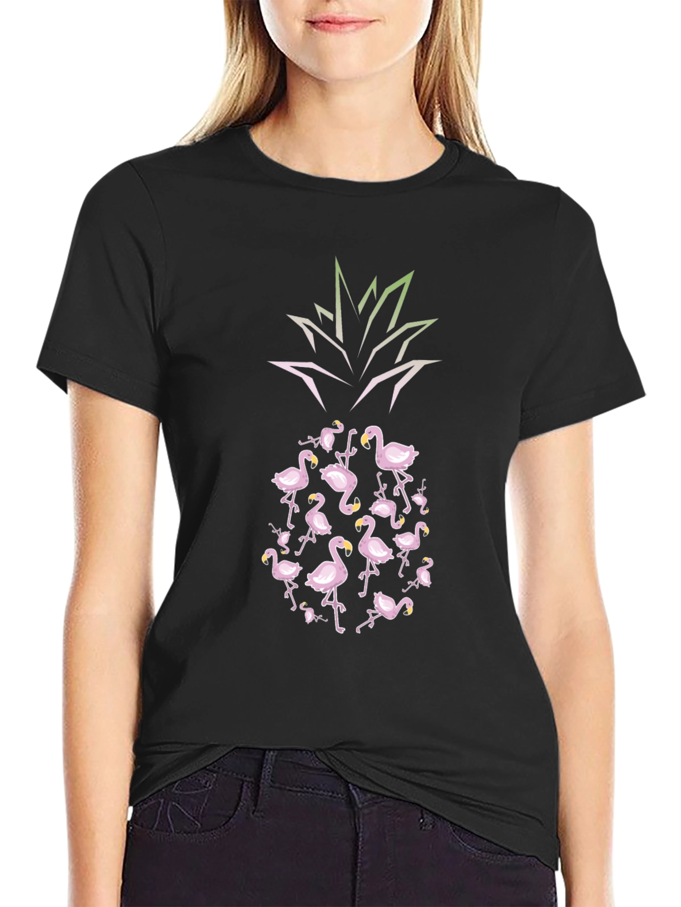 Flamingo Pineapple Graphic Tee - Tropical Vibes