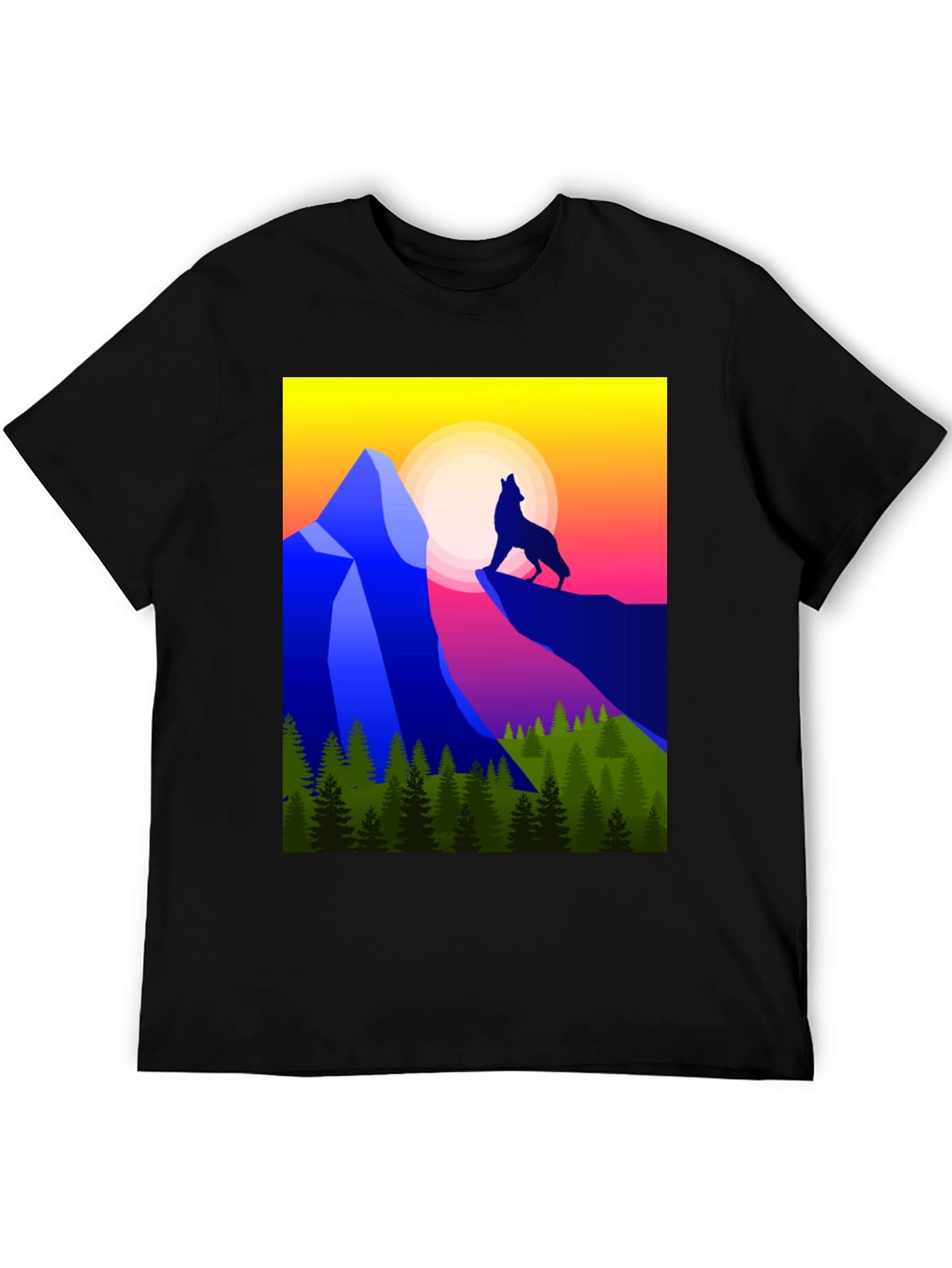 Wolf Howling at Sunset Graphic Tee