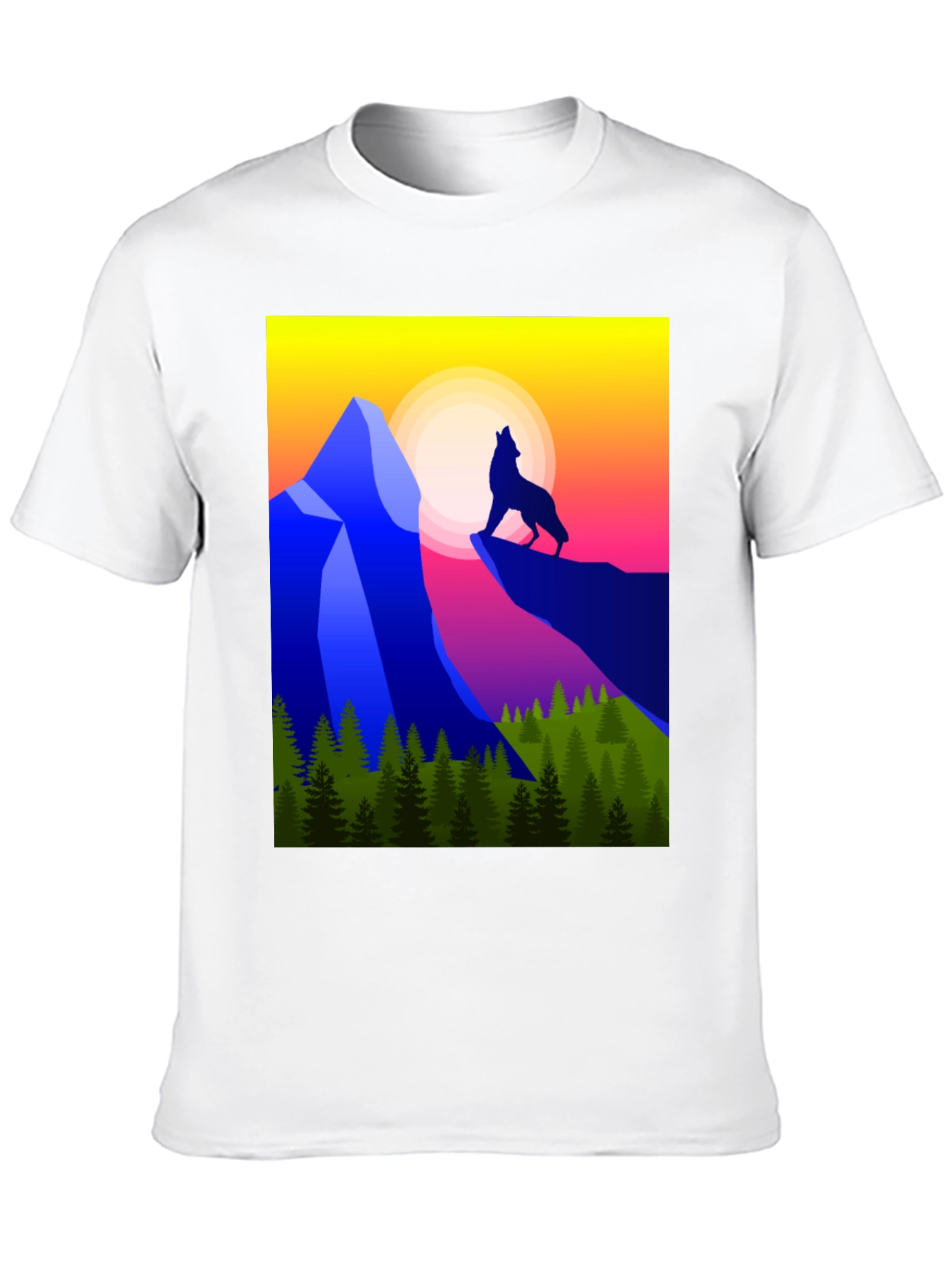 Wolf Howling at Sunset Graphic Tee