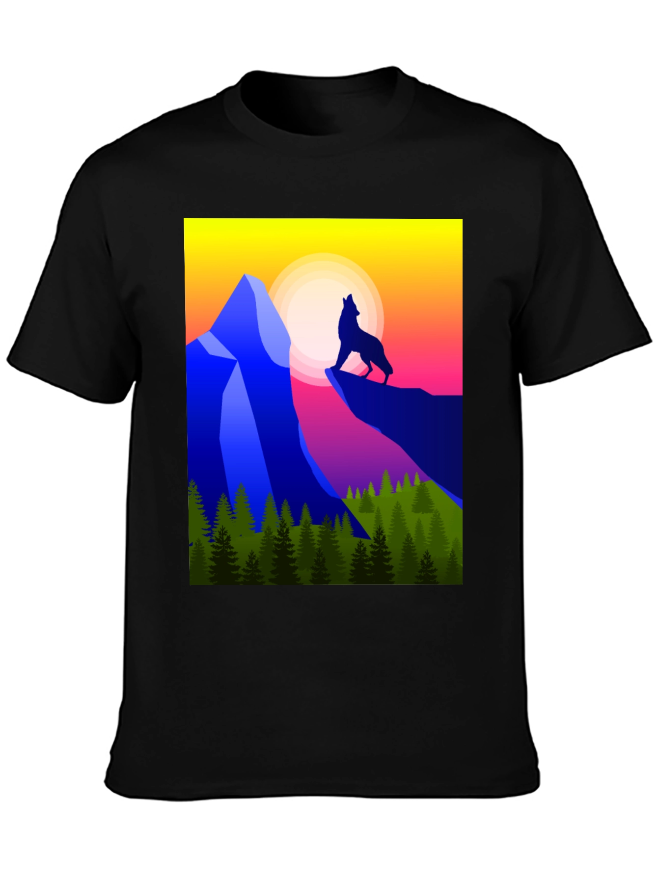 Wolf Howling at Sunset Graphic Tee