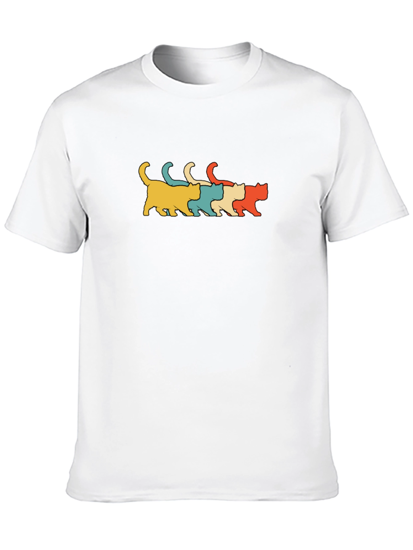 Retro Cat Line Art T-Shirt Black