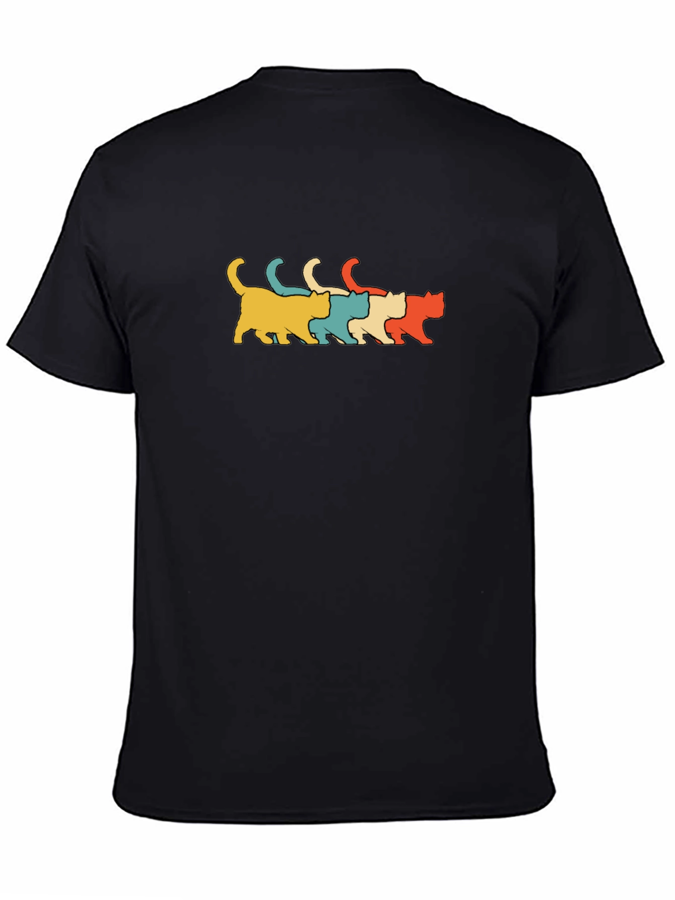 Retro Cat Line Art T-Shirt Black