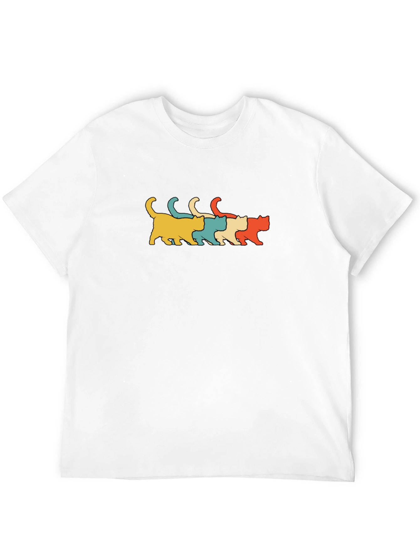 Retro Cat Line Art T-Shirt Black