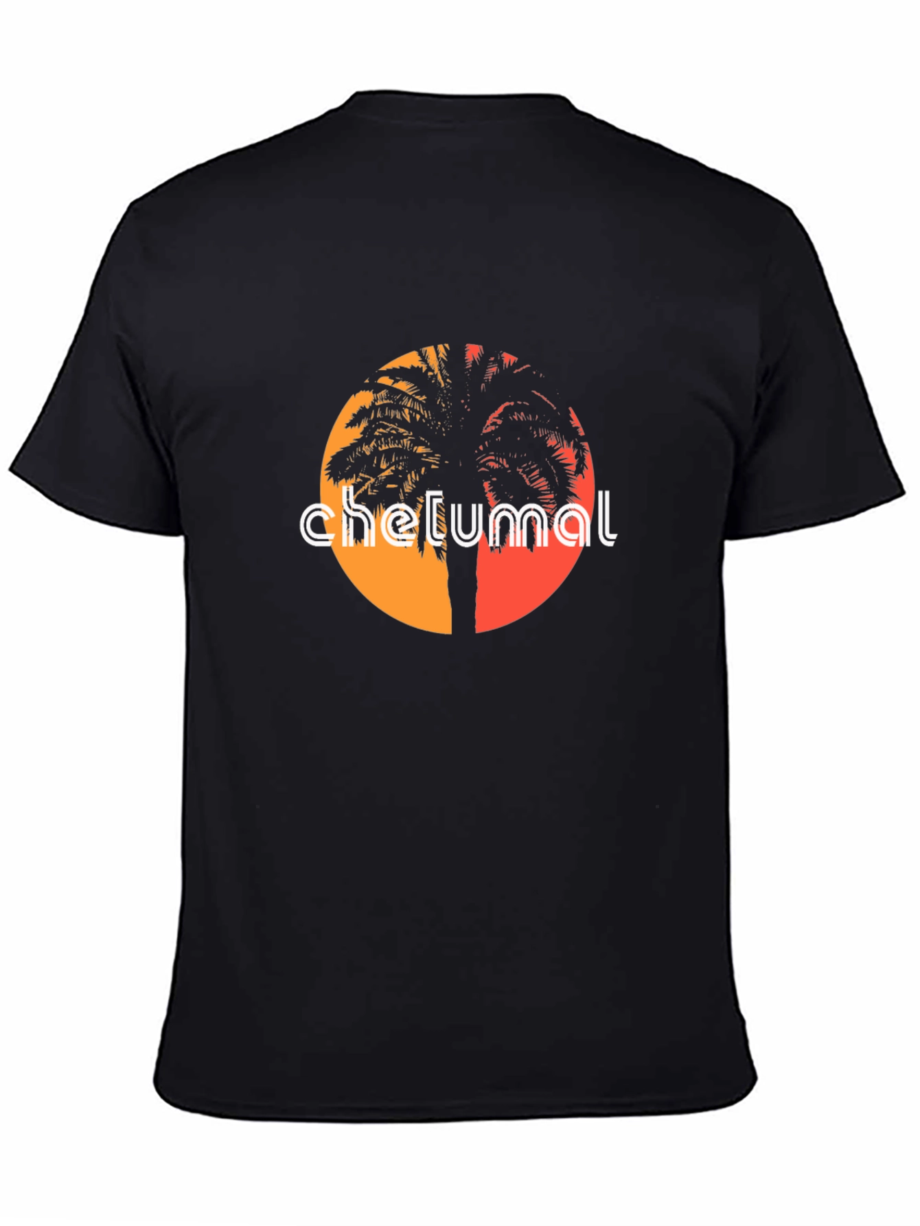 Chelumal Palm Sunset Black T-Shirt